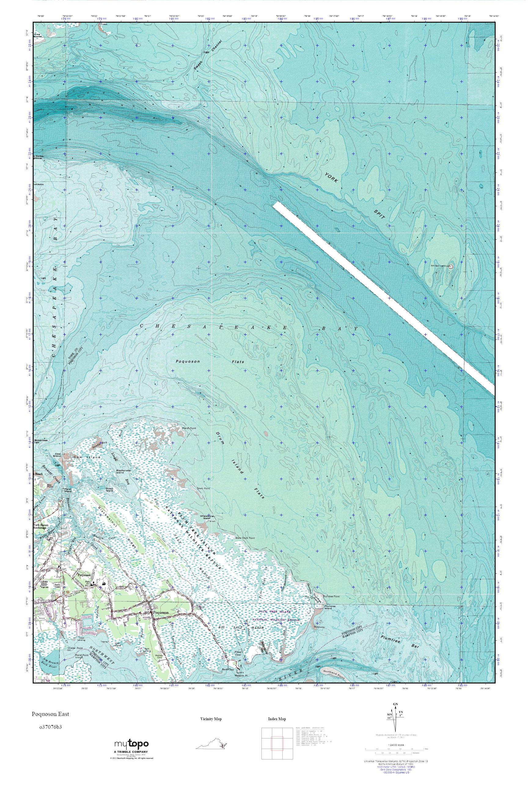 MyTopo Poquoson East, Virginia USGS Quad Topo Map