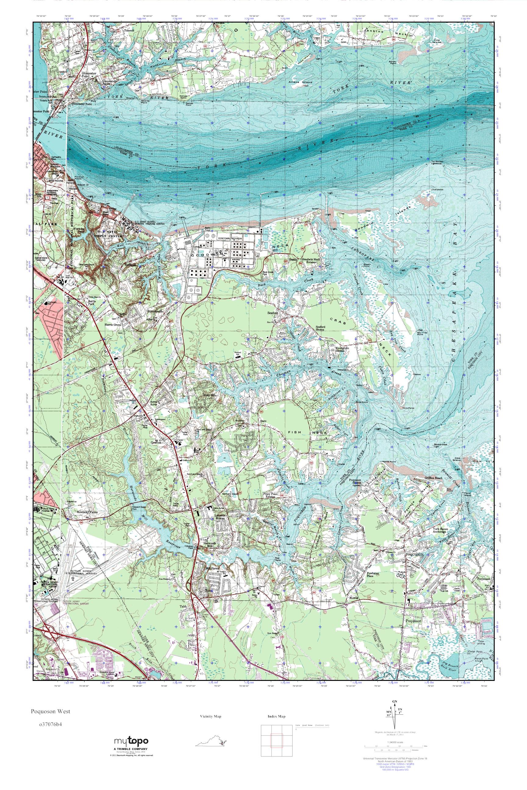 MyTopo Poquoson West, Virginia USGS Quad Topo Map