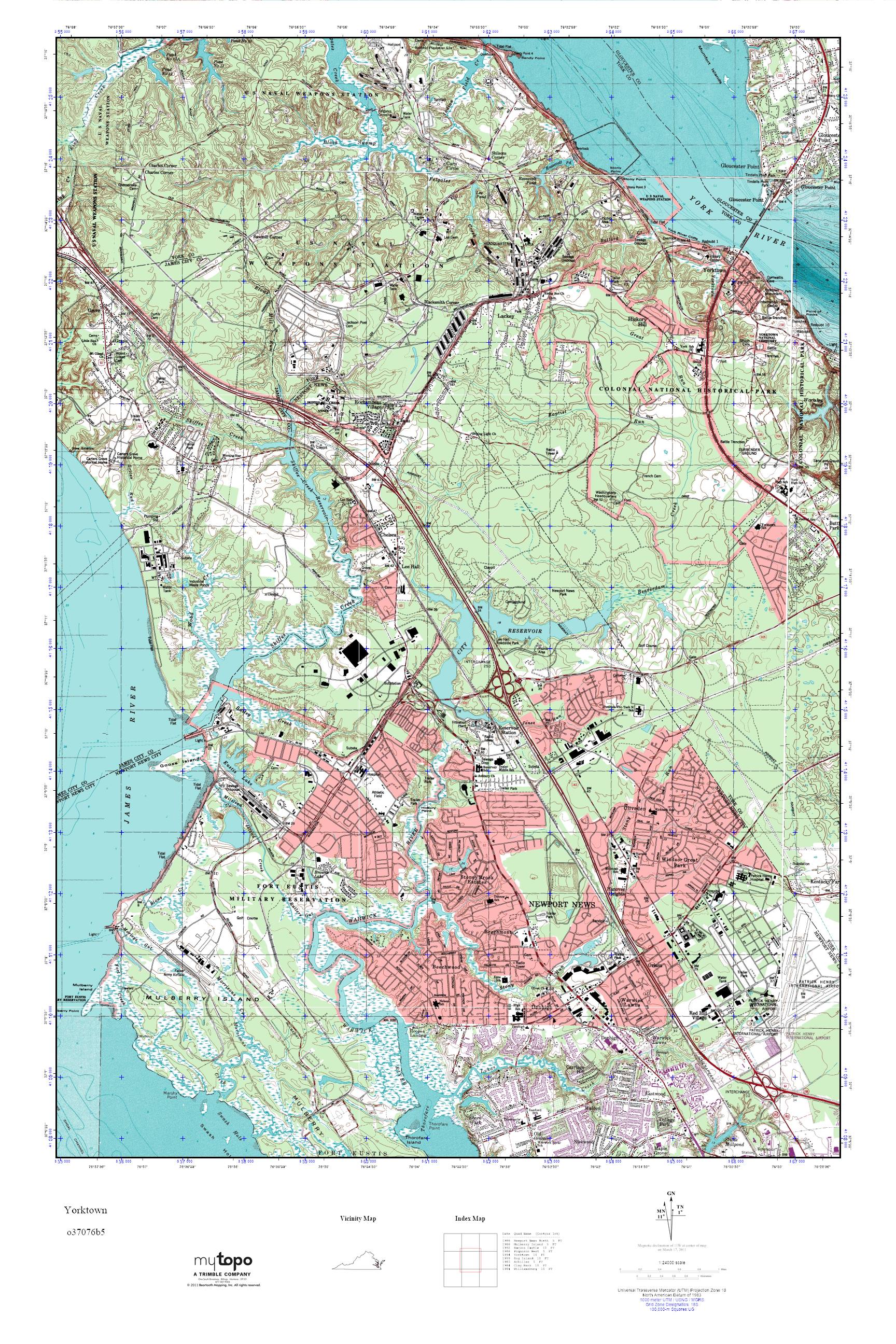 MyTopo Yorktown, Virginia USGS Quad Topo Map