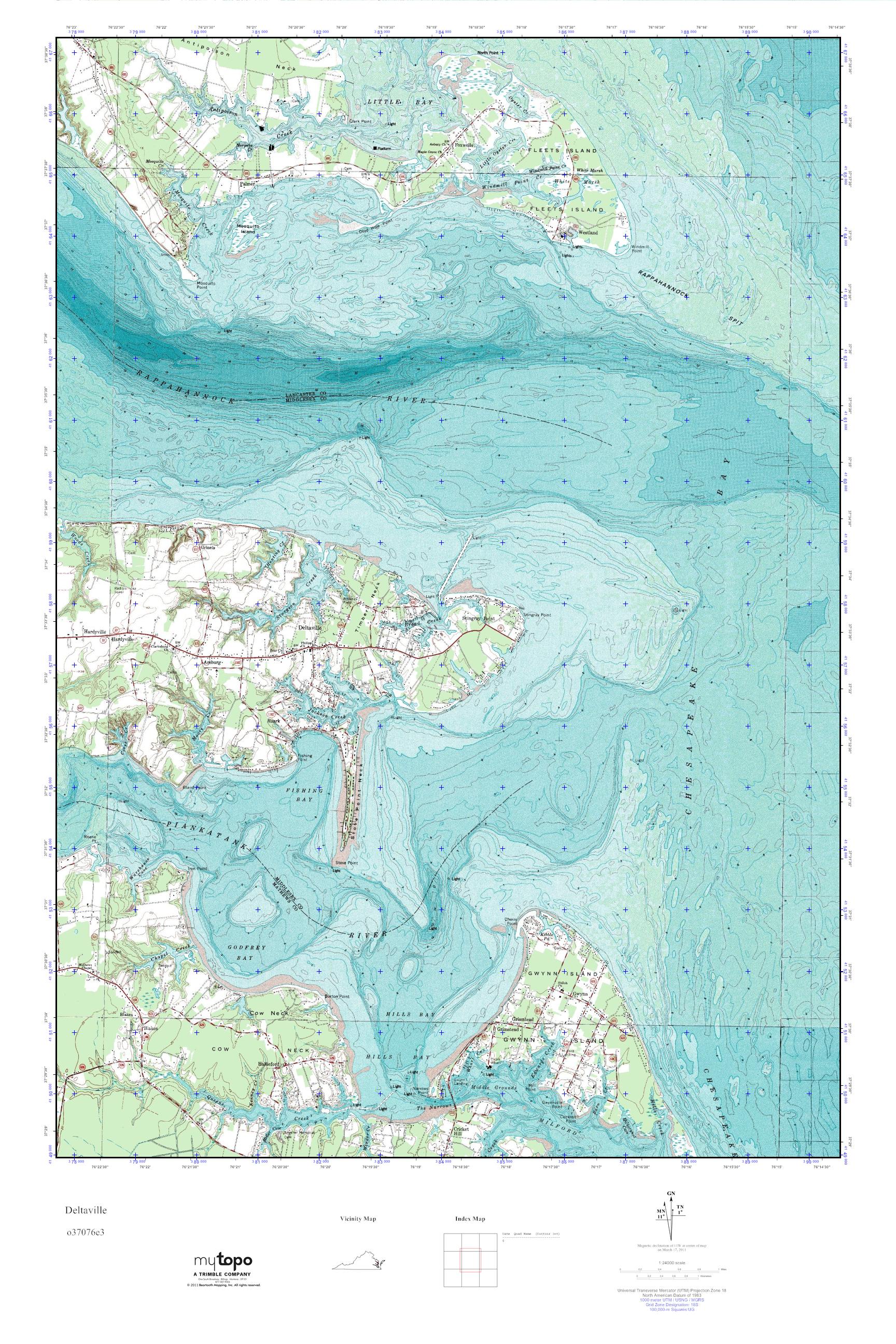 MyTopo Deltaville, Virginia USGS Quad Topo Map