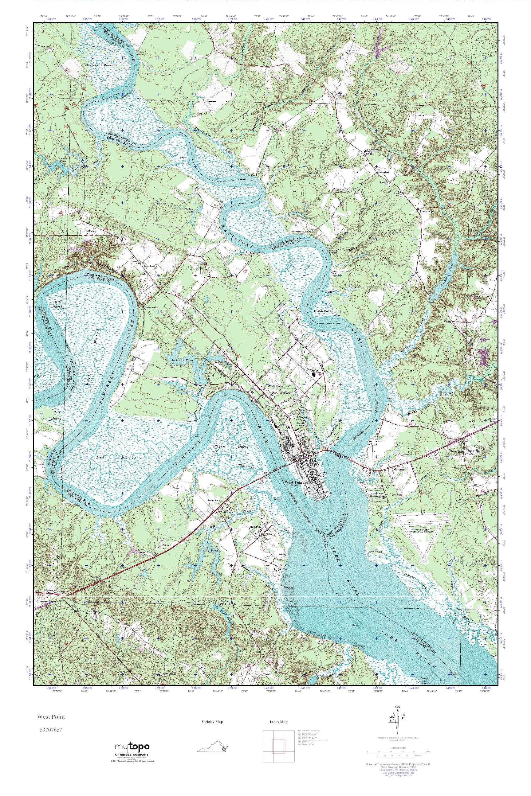 MyTopo West Point, Virginia USGS Quad Topo Map