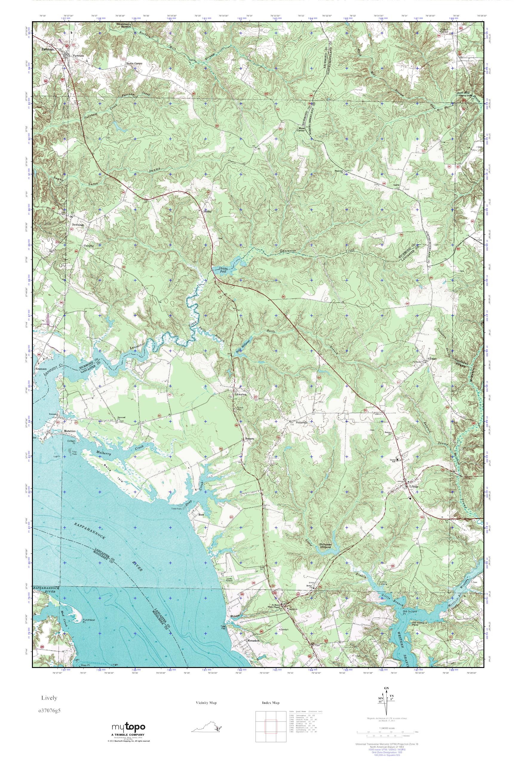 MyTopo Lively, Virginia USGS Quad Topo Map