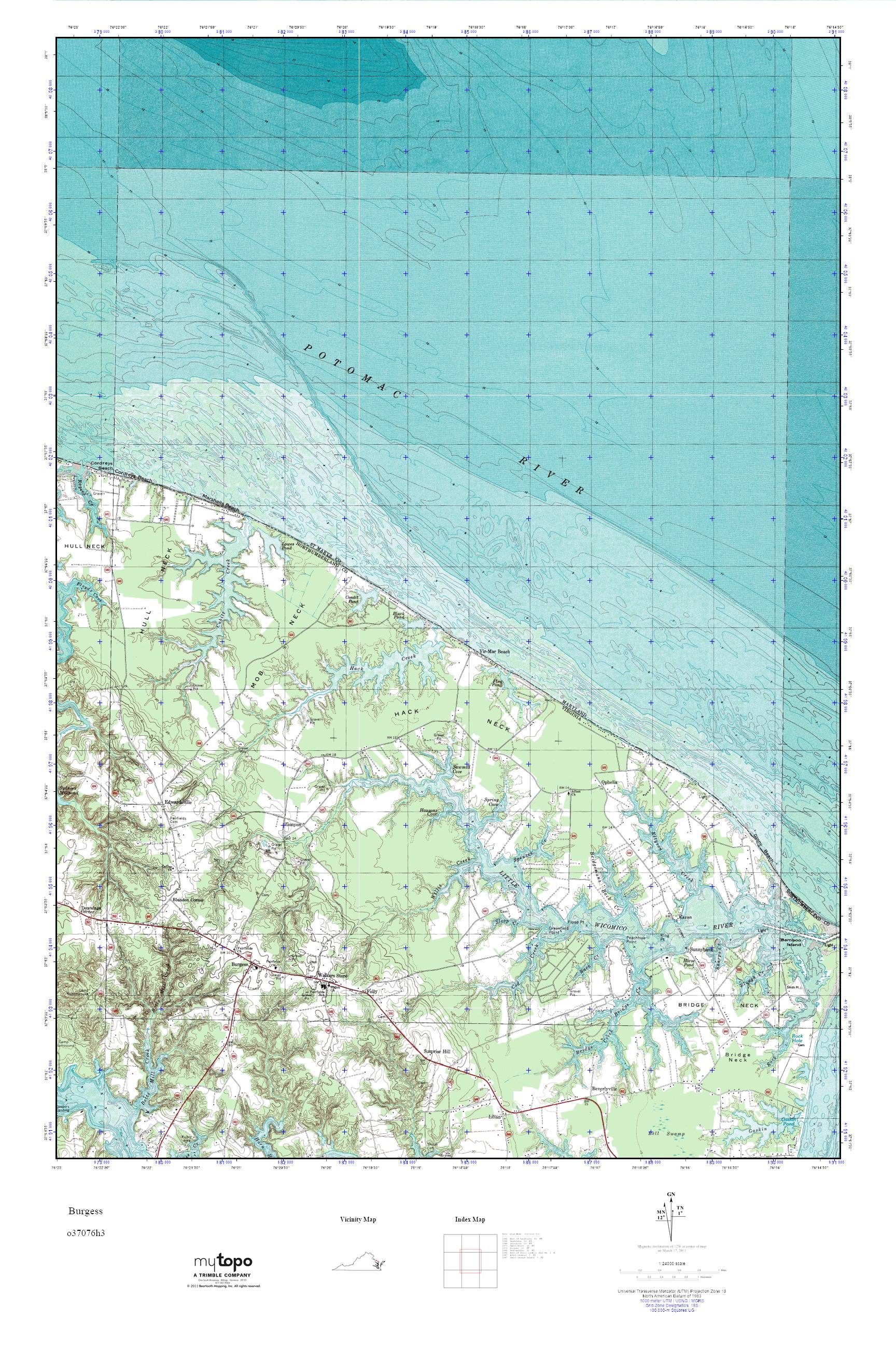 MyTopo Burgess, Virginia USGS Quad Topo Map