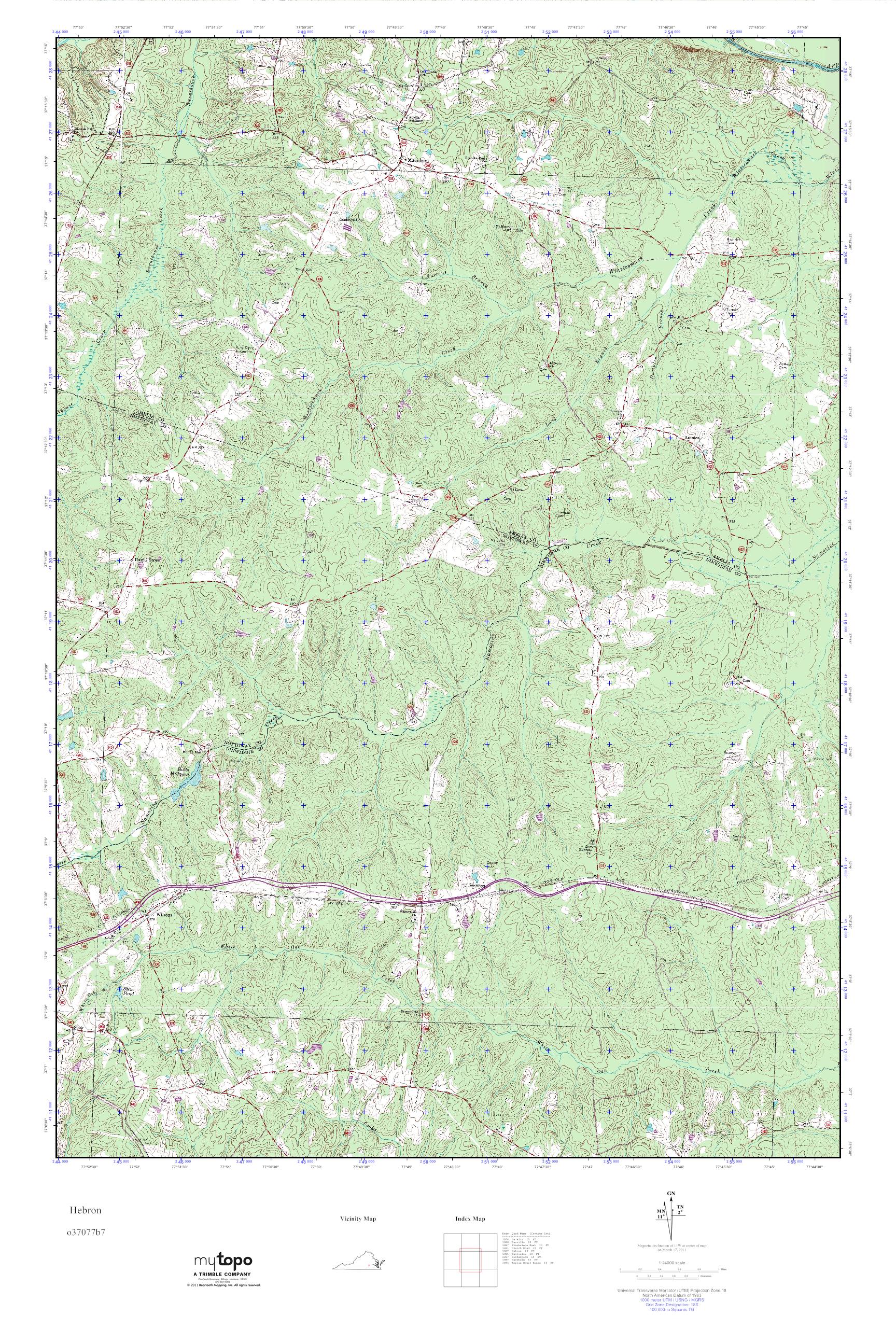 MyTopo Hebron, Virginia USGS Quad Topo Map