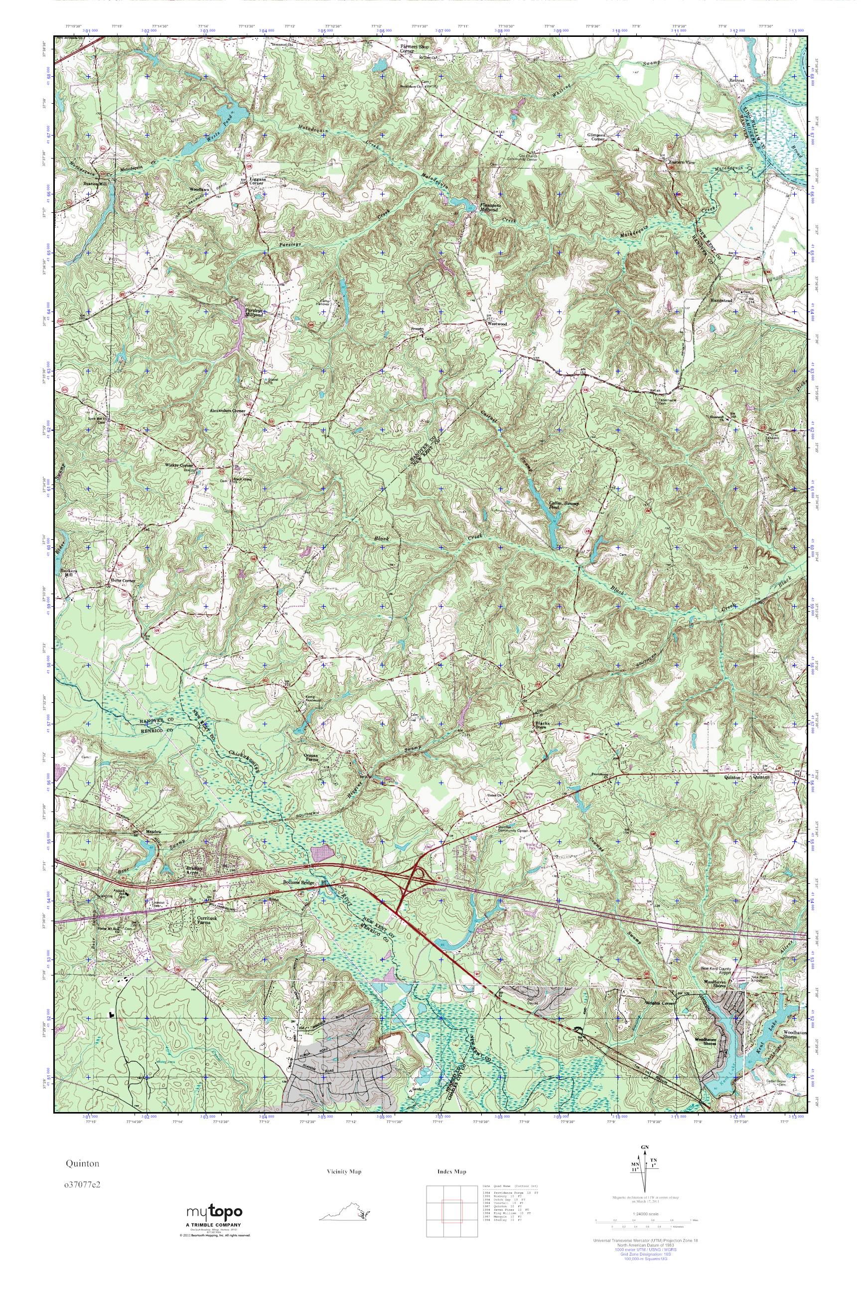 MyTopo Quinton, Virginia USGS Quad Topo Map