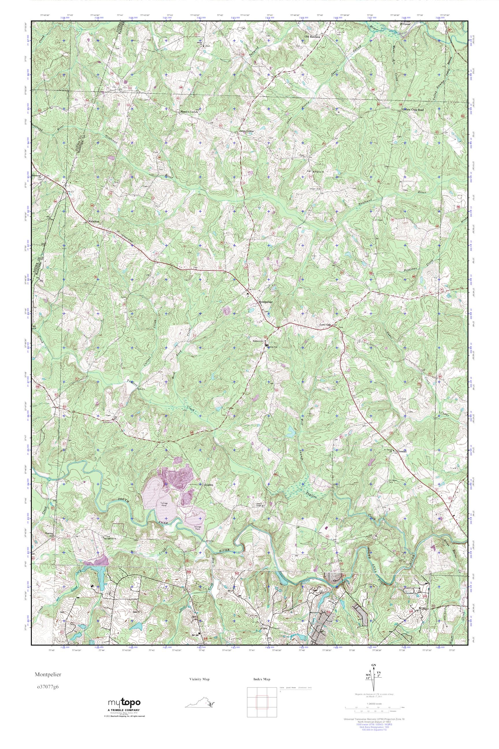 MyTopo Montpelier, Virginia USGS Quad Topo Map