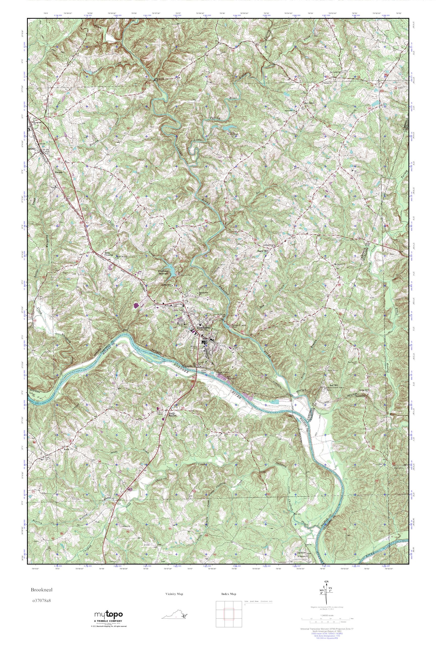 MyTopo Brookneal, Virginia USGS Quad Topo Map