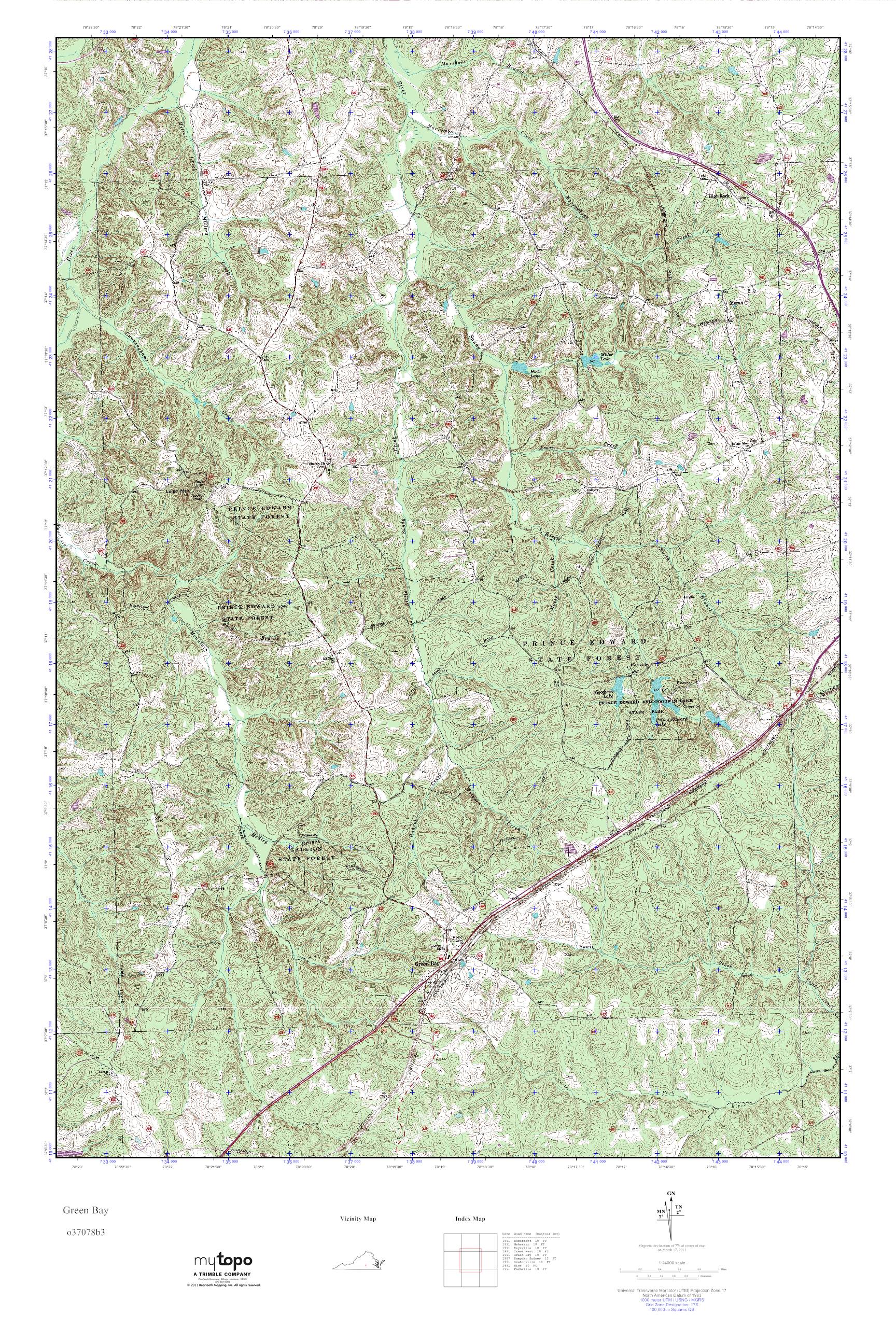 MyTopo Green Bay, Virginia USGS Quad Topo Map