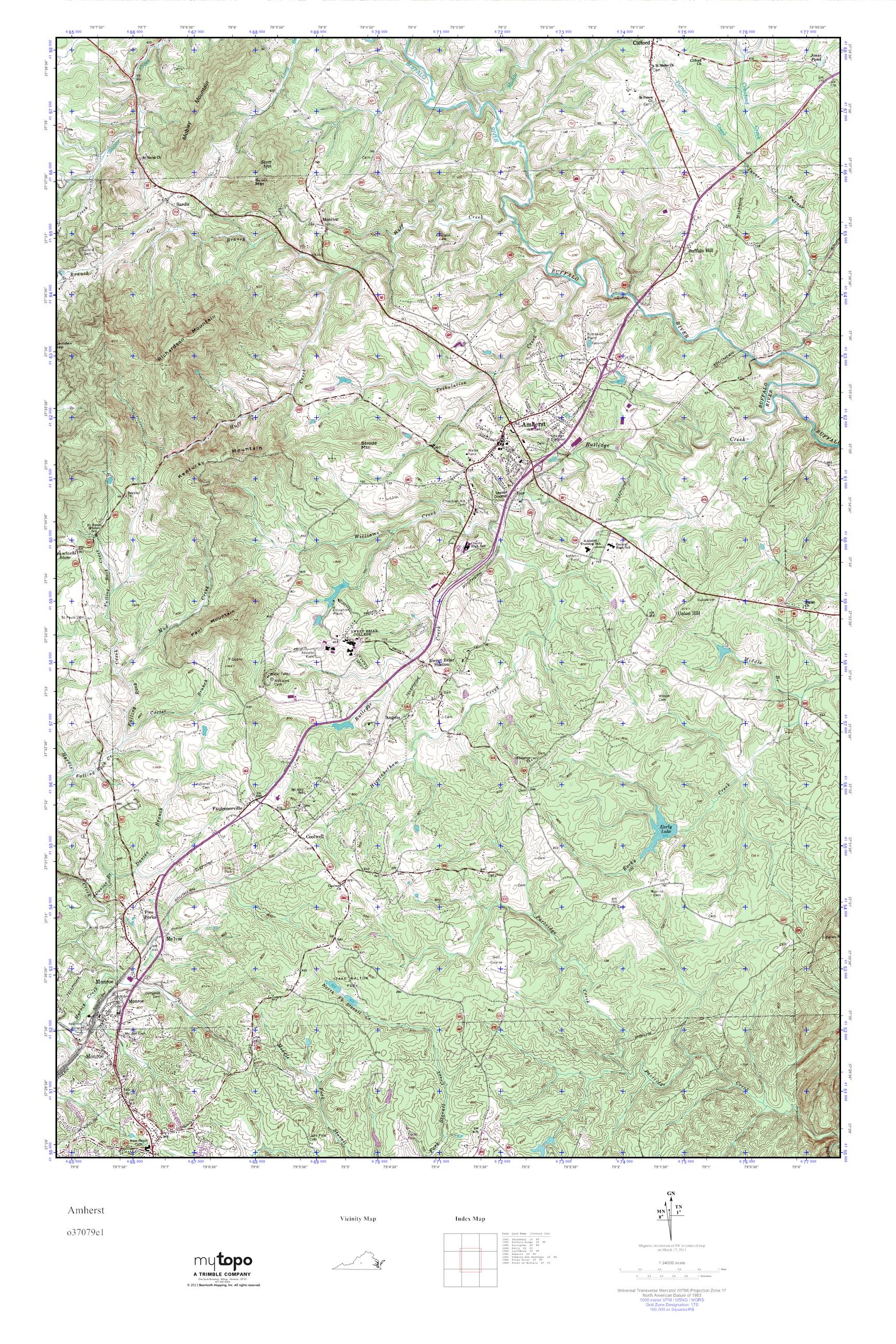 MyTopo Amherst, Virginia USGS Quad Topo Map