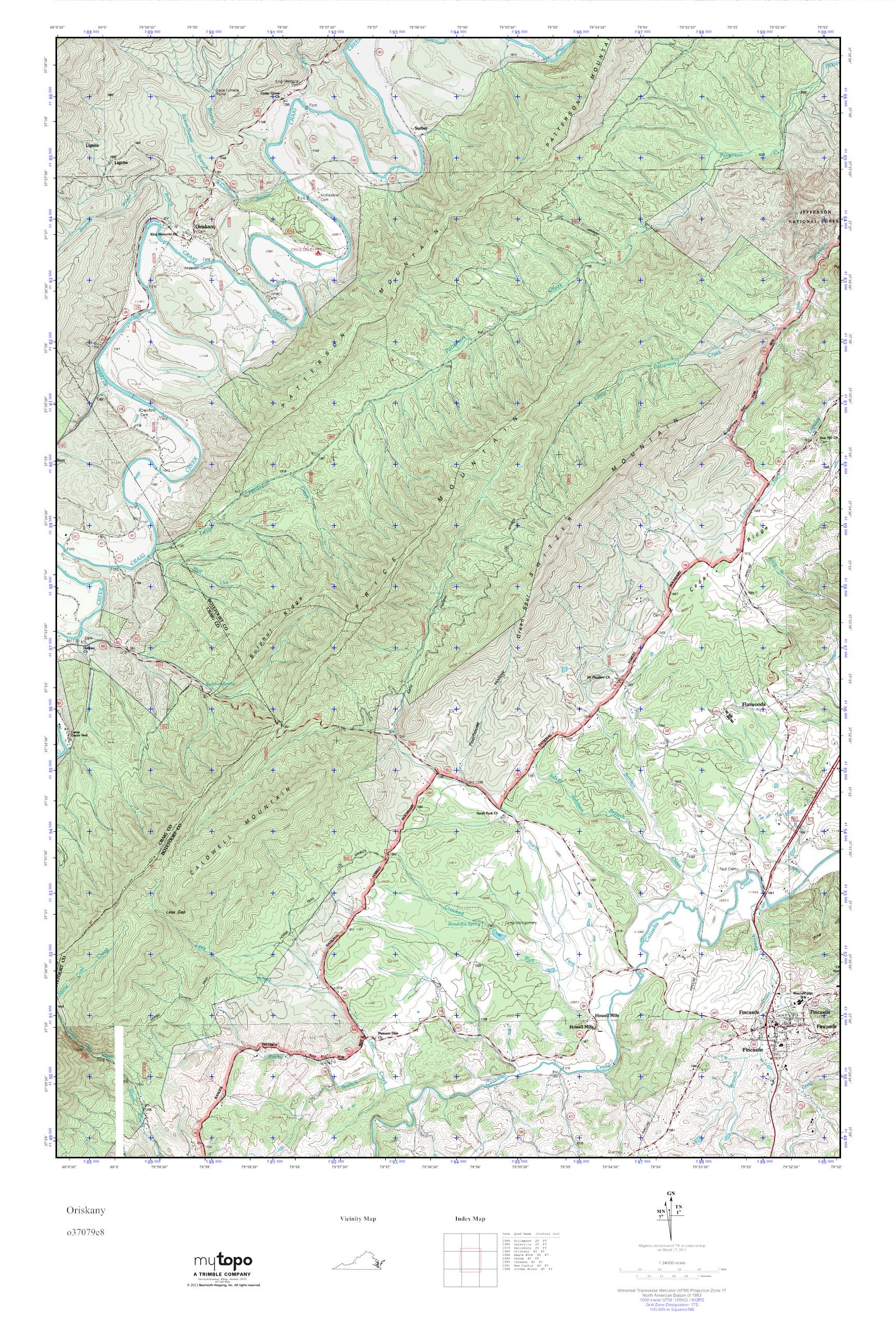 MyTopo Oriskany, Virginia USGS Quad Topo Map