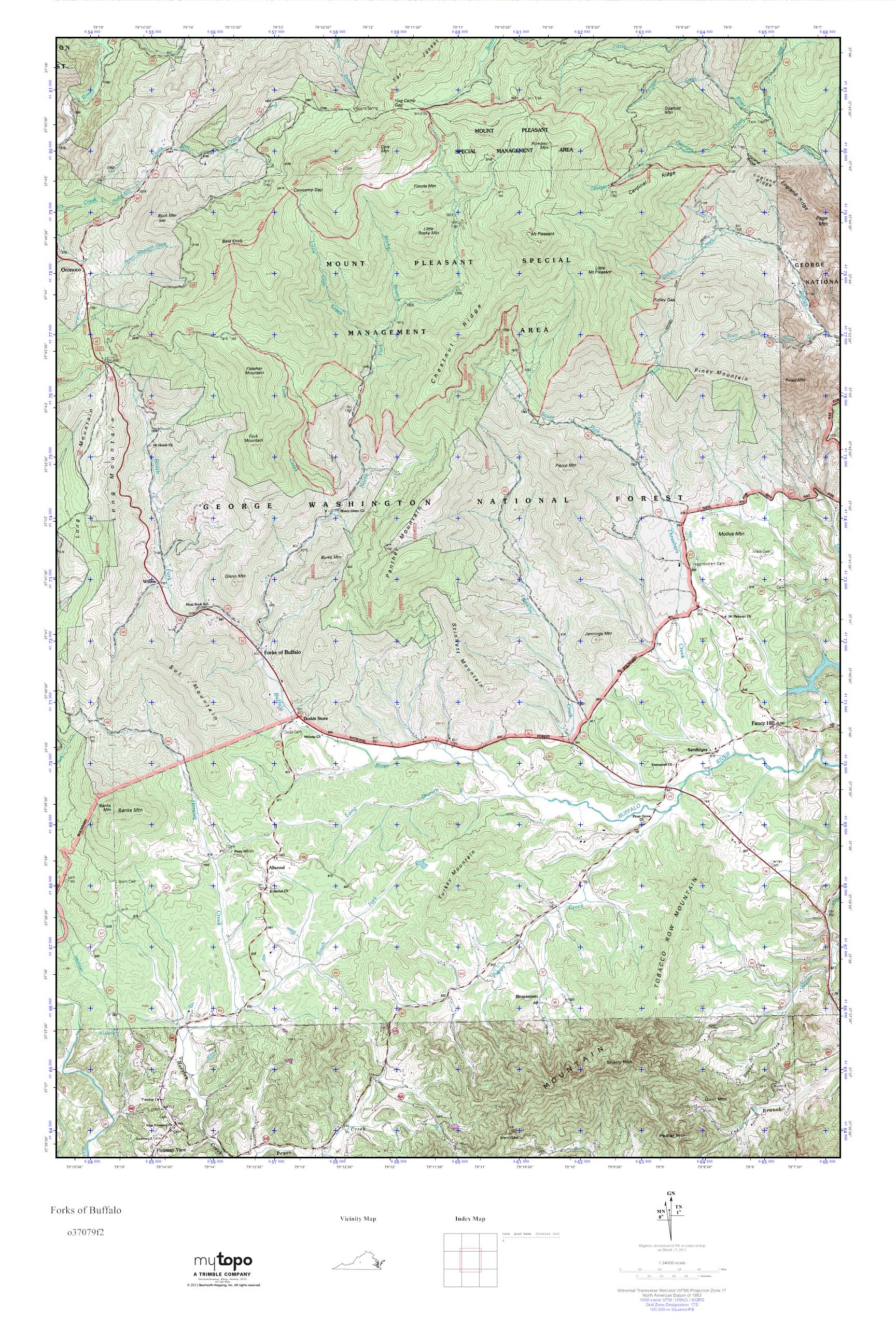 MyTopo Forks of Buffalo, Virginia USGS Quad Topo Map