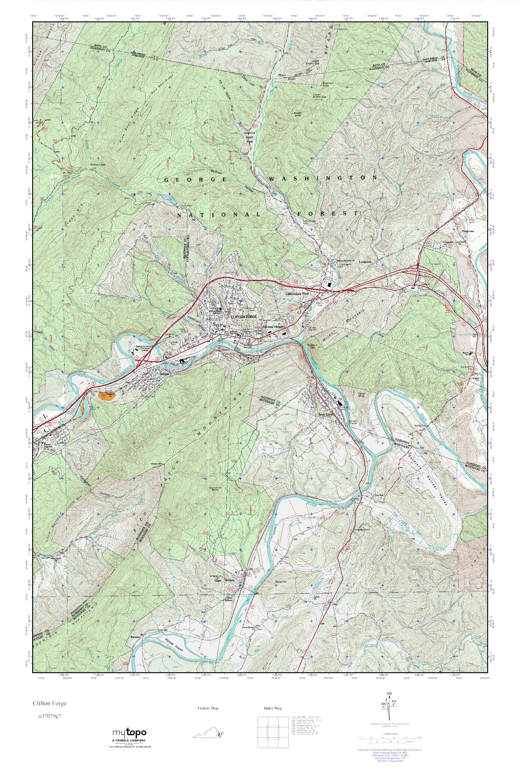 MyTopo Clifton Virginia USGS Quad Topo Map