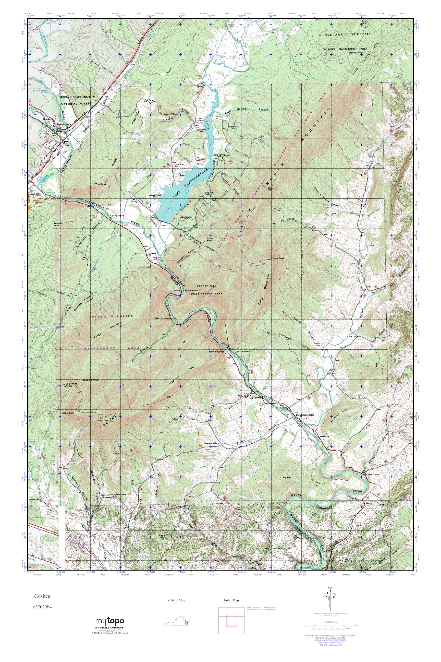 MyTopo Goshen, Virginia USGS Quad Topo Map