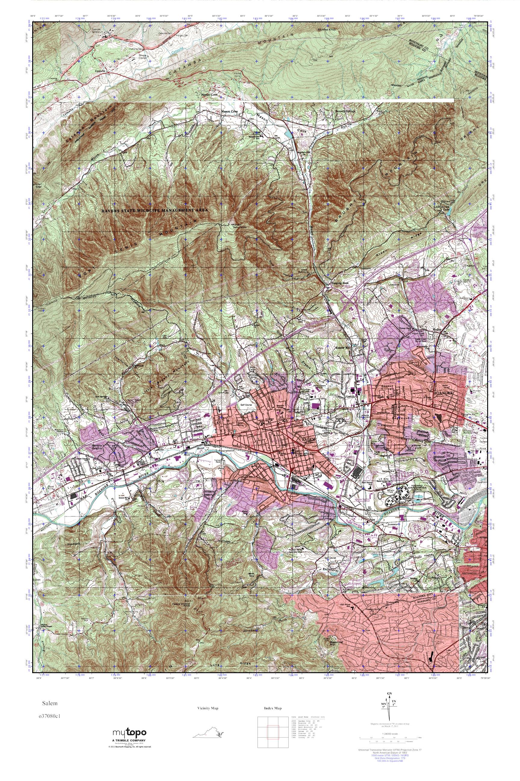 MyTopo Salem, Virginia USGS Quad Topo Map