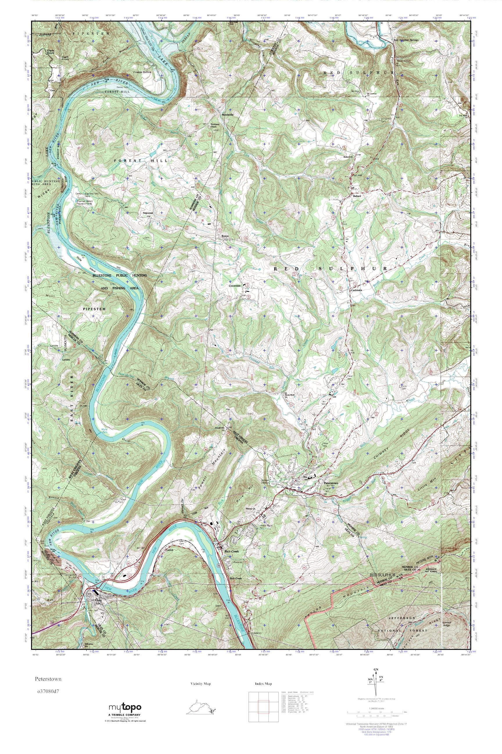 MyTopo Peterstown, West Virginia USGS Quad Topo Map