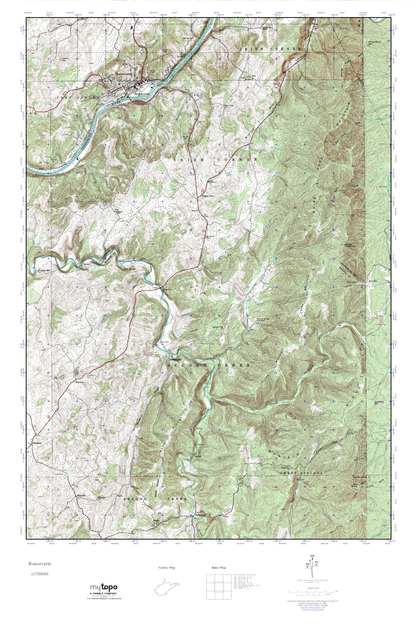 MyTopo Ronceverte, West Virginia USGS Quad Topo Map