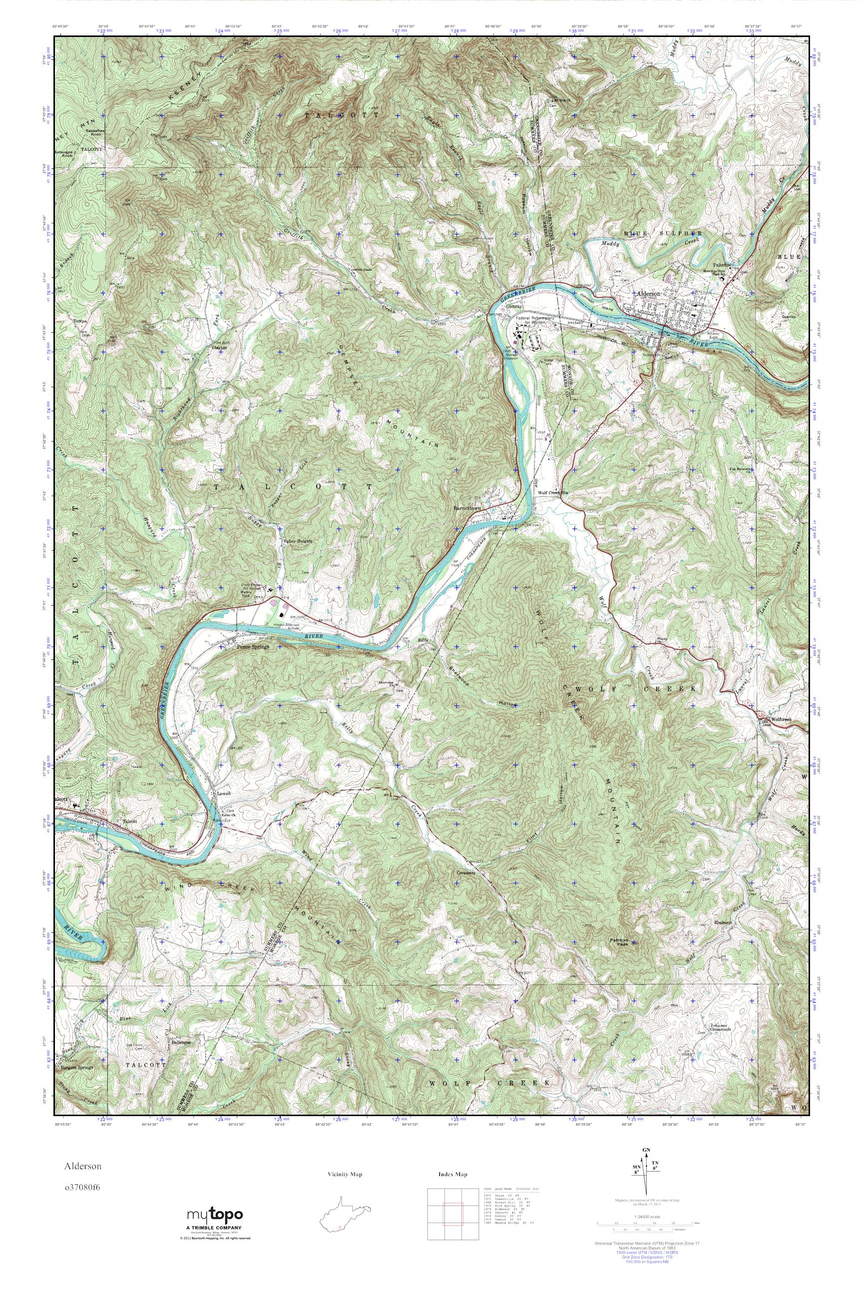MyTopo Alderson, West Virginia USGS Quad Topo Map