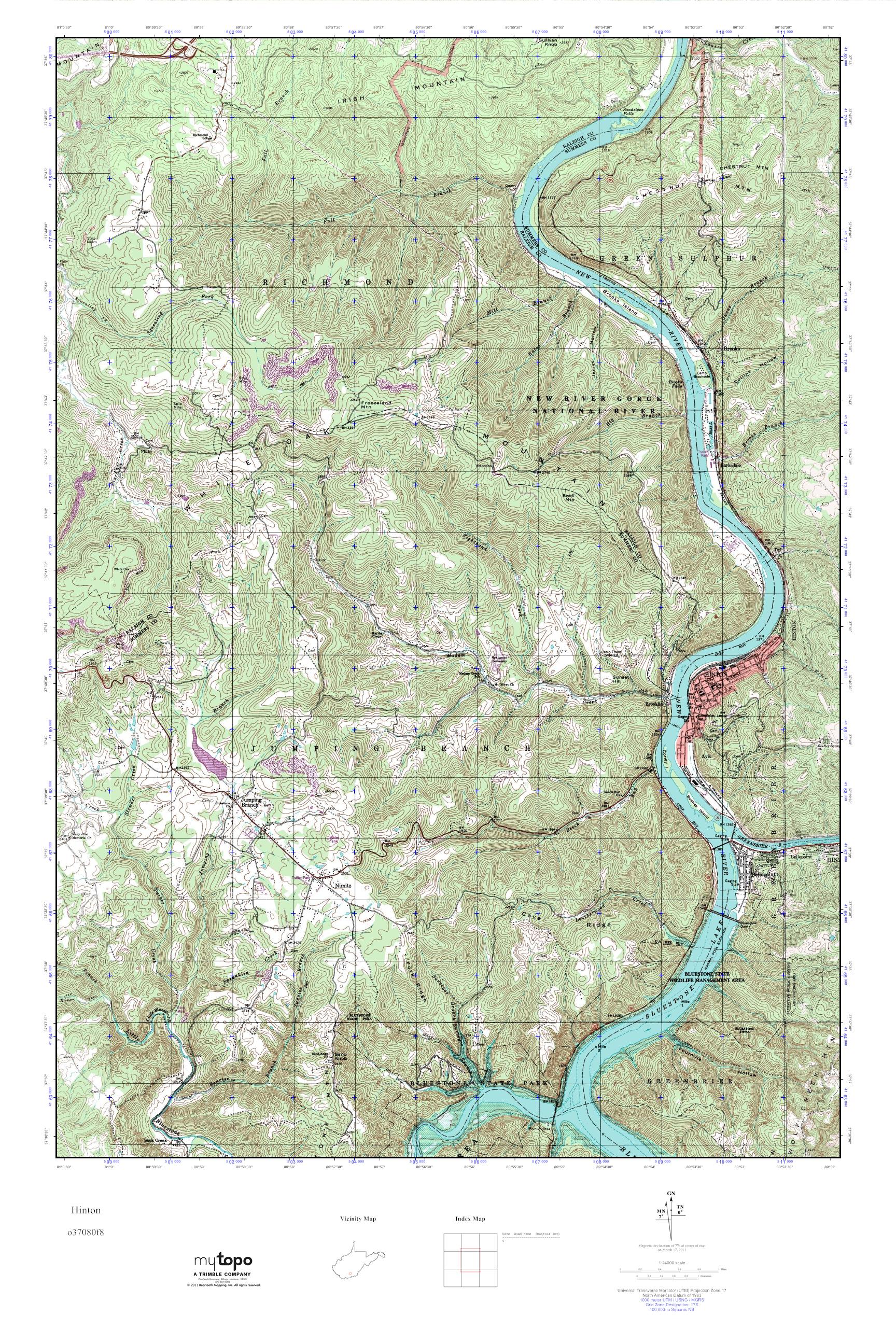 MyTopo Hinton, West Virginia USGS Quad Topo Map