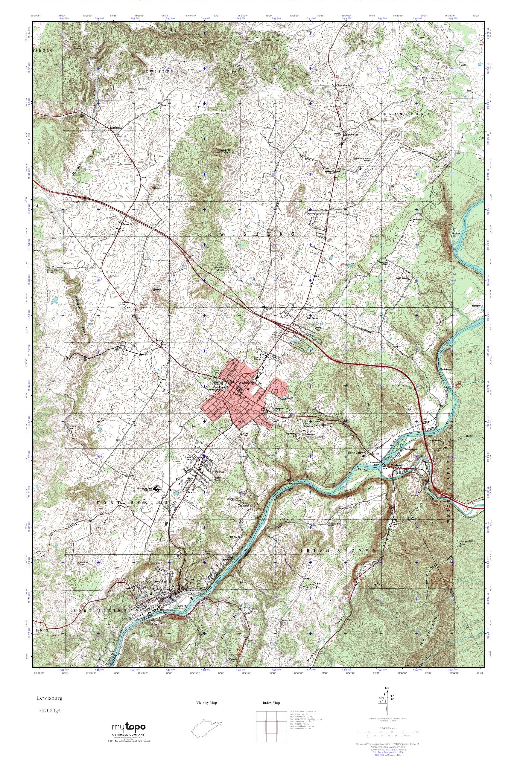 MyTopo Lewisburg, West Virginia USGS Quad Topo Map