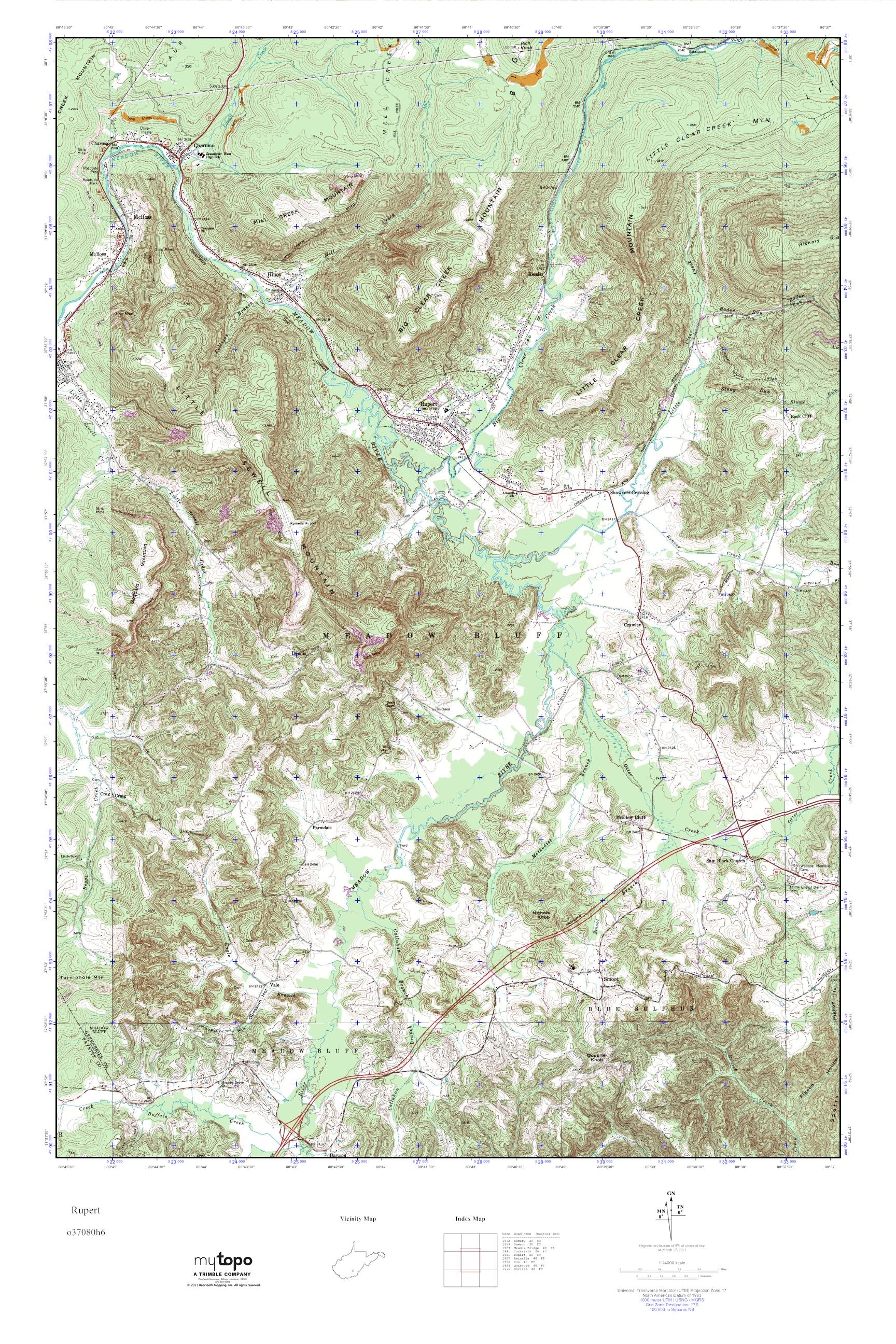 MyTopo Rupert, West Virginia USGS Quad Topo Map