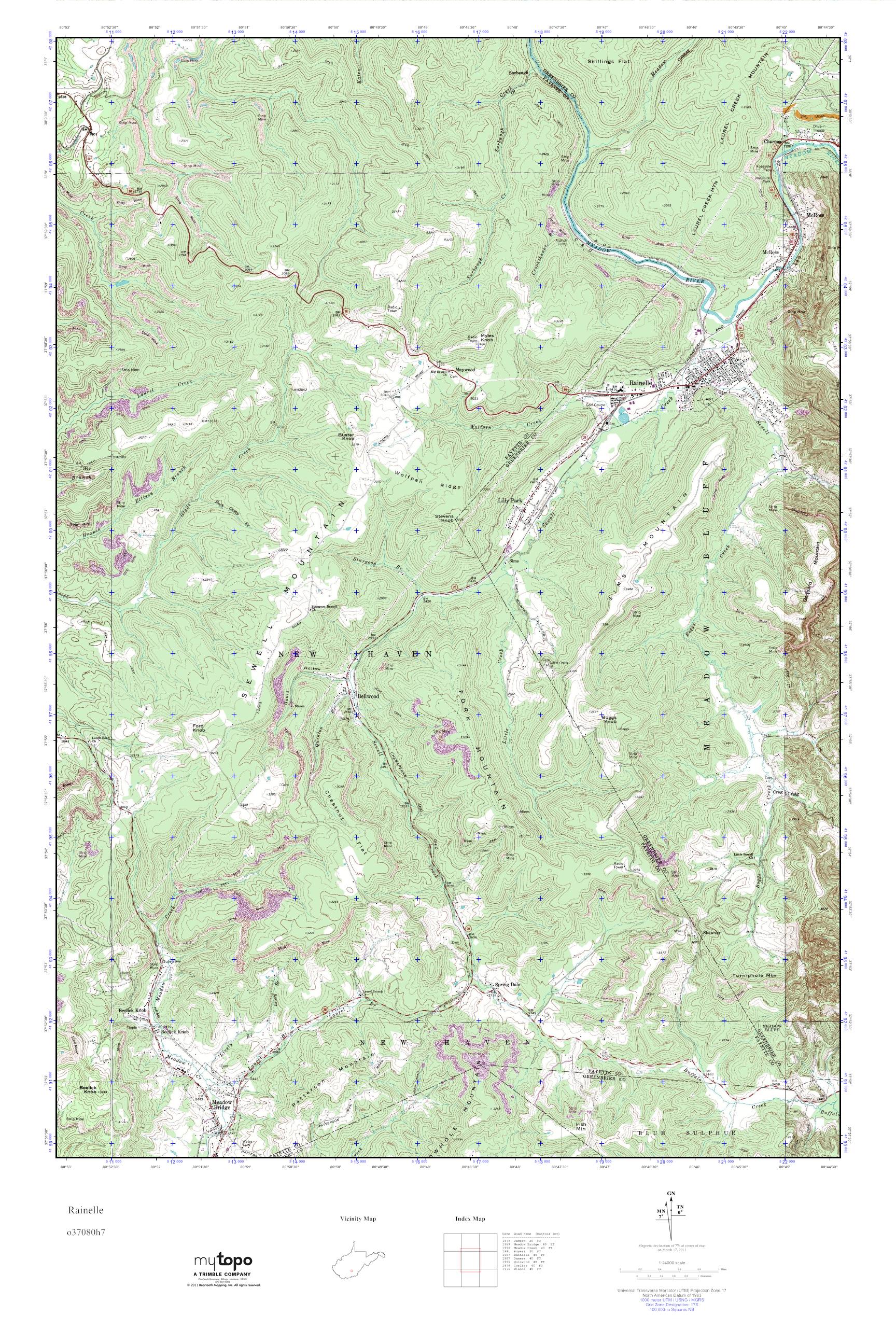 MyTopo Rainelle, West Virginia USGS Quad Topo Map