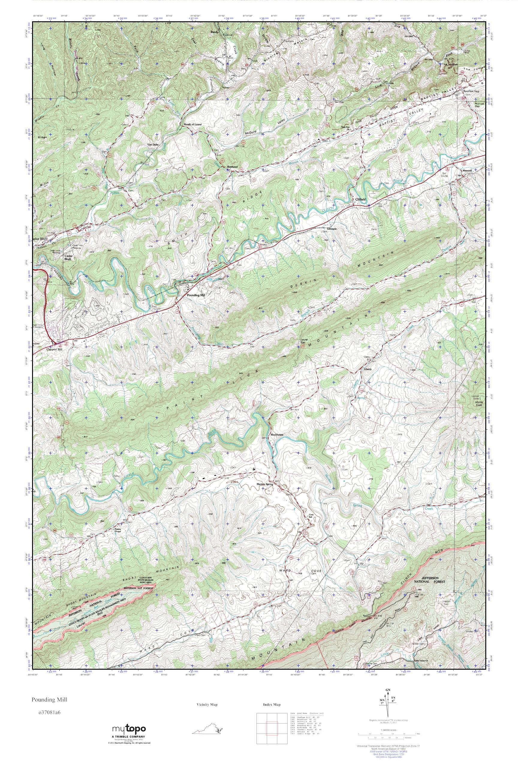 MyTopo Pounding Mill, Virginia USGS Quad Topo Map