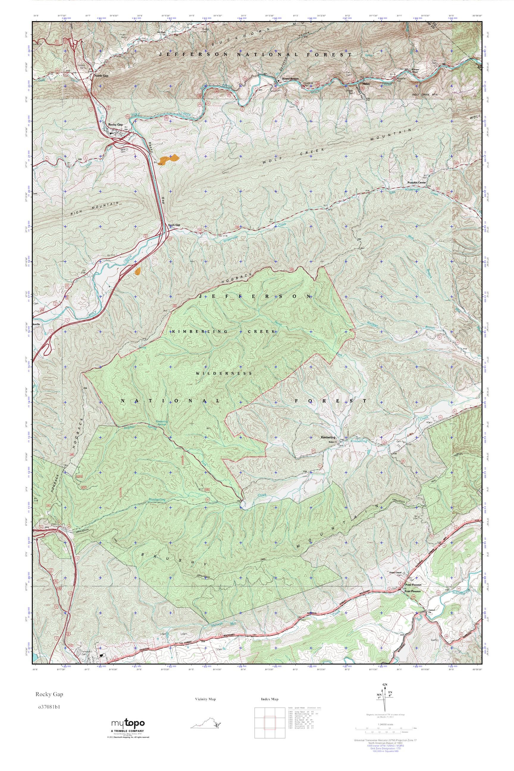 MyTopo Rocky Gap, Virginia USGS Quad Topo Map