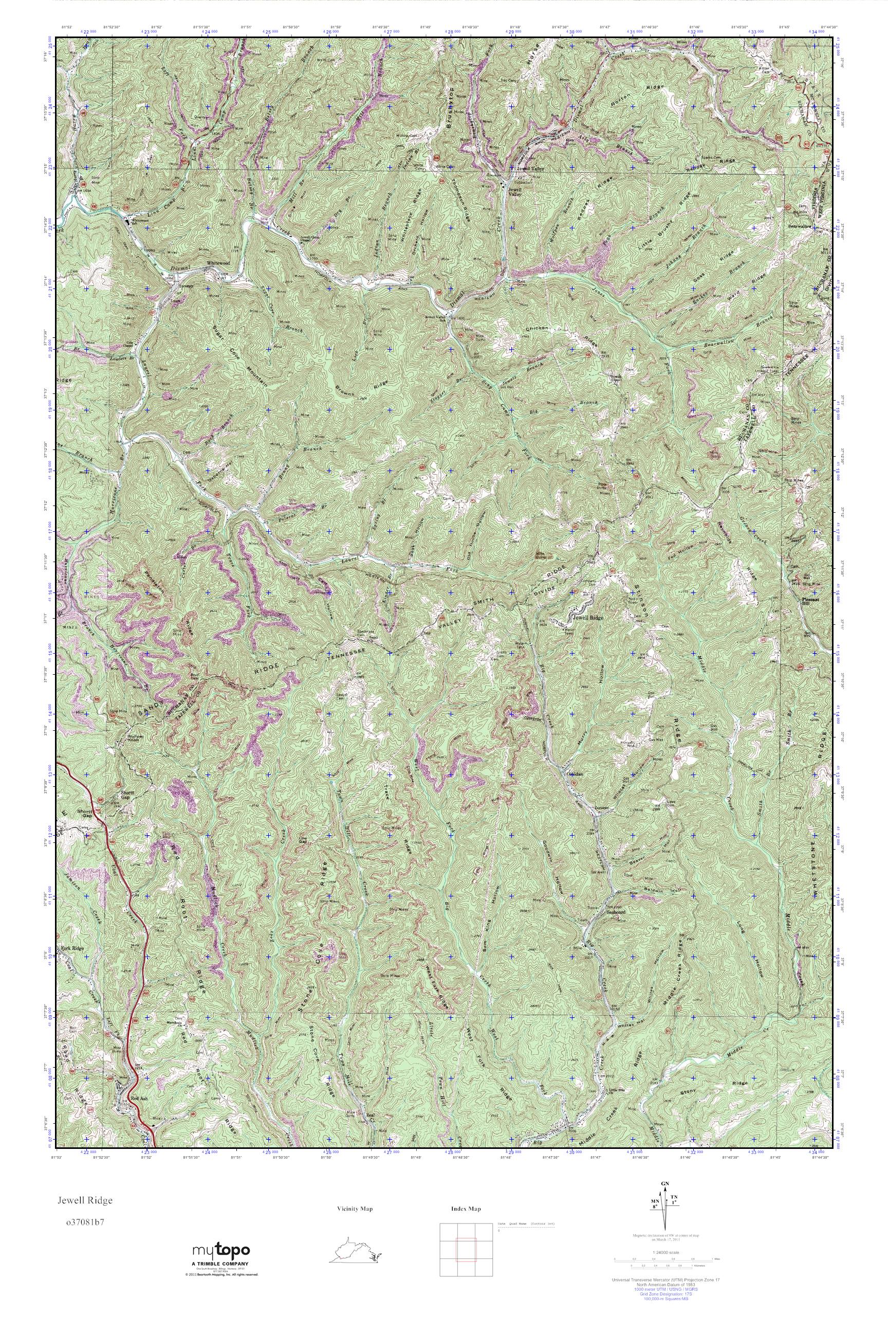 MyTopo Jewell Ridge, Virginia USGS Quad Topo Map