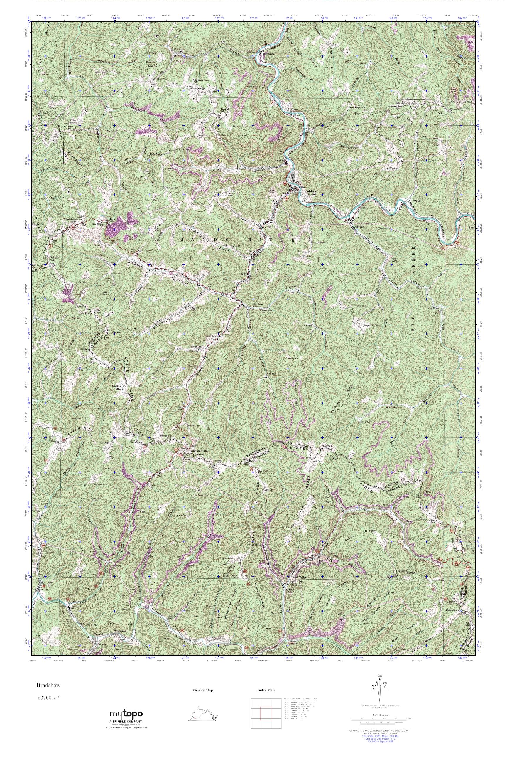 MyTopo Bradshaw, West Virginia USGS Quad Topo Map