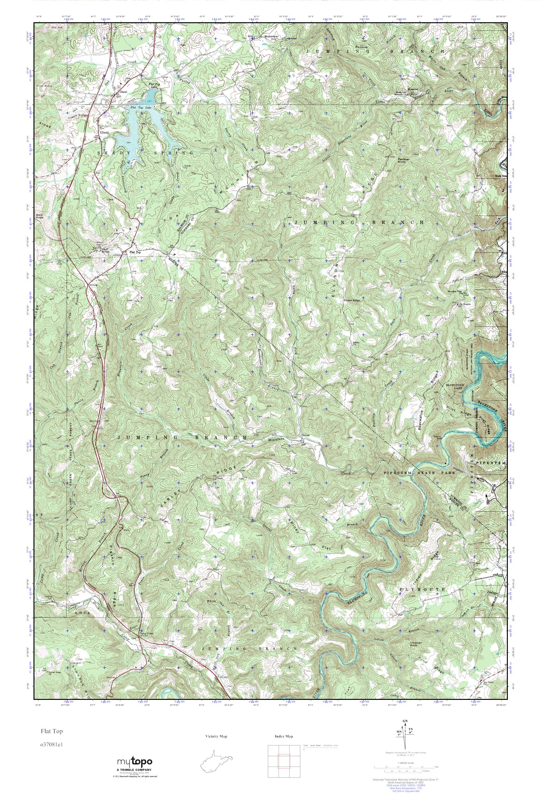 MyTopo Flat Top, West Virginia USGS Quad Topo Map