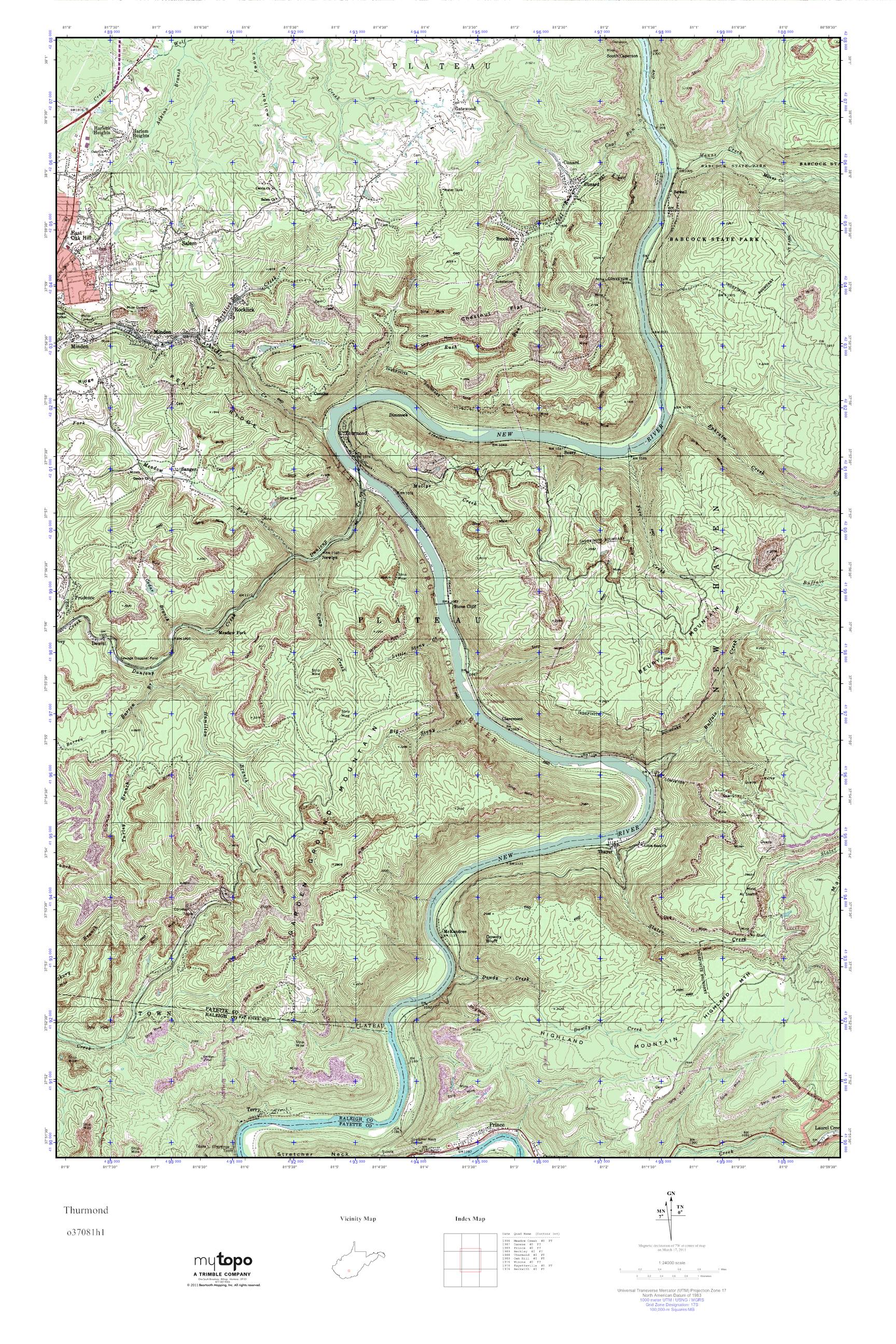MyTopo Thurmond, West Virginia USGS Quad Topo Map