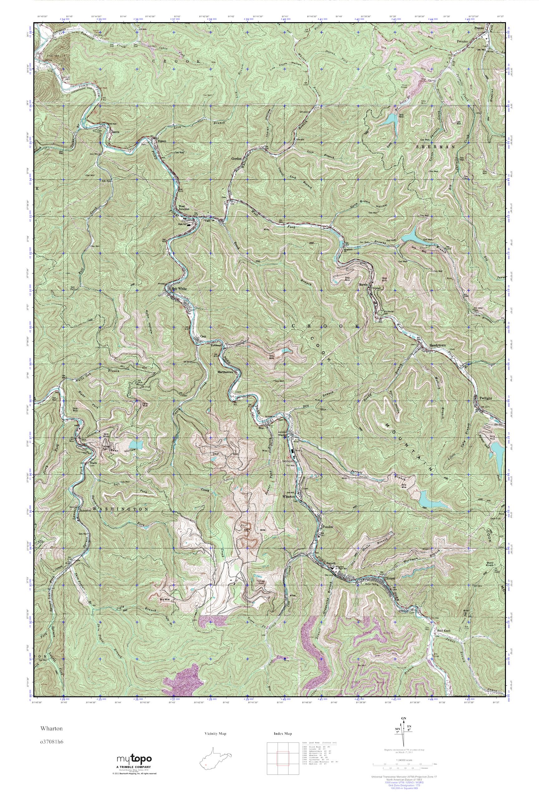 MyTopo Wharton, West Virginia USGS Quad Topo Map