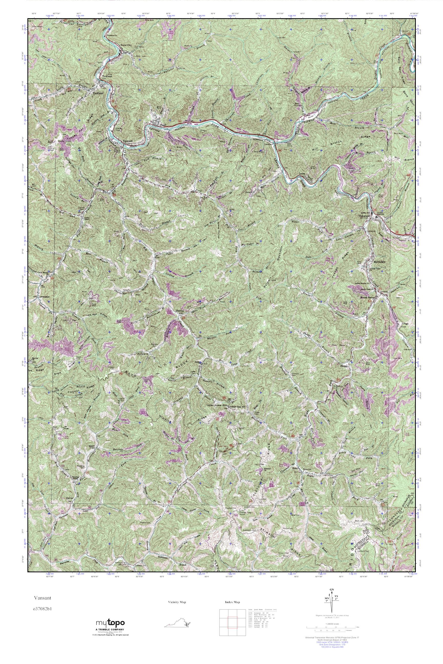 MyTopo Vansant, Virginia USGS Quad Topo Map