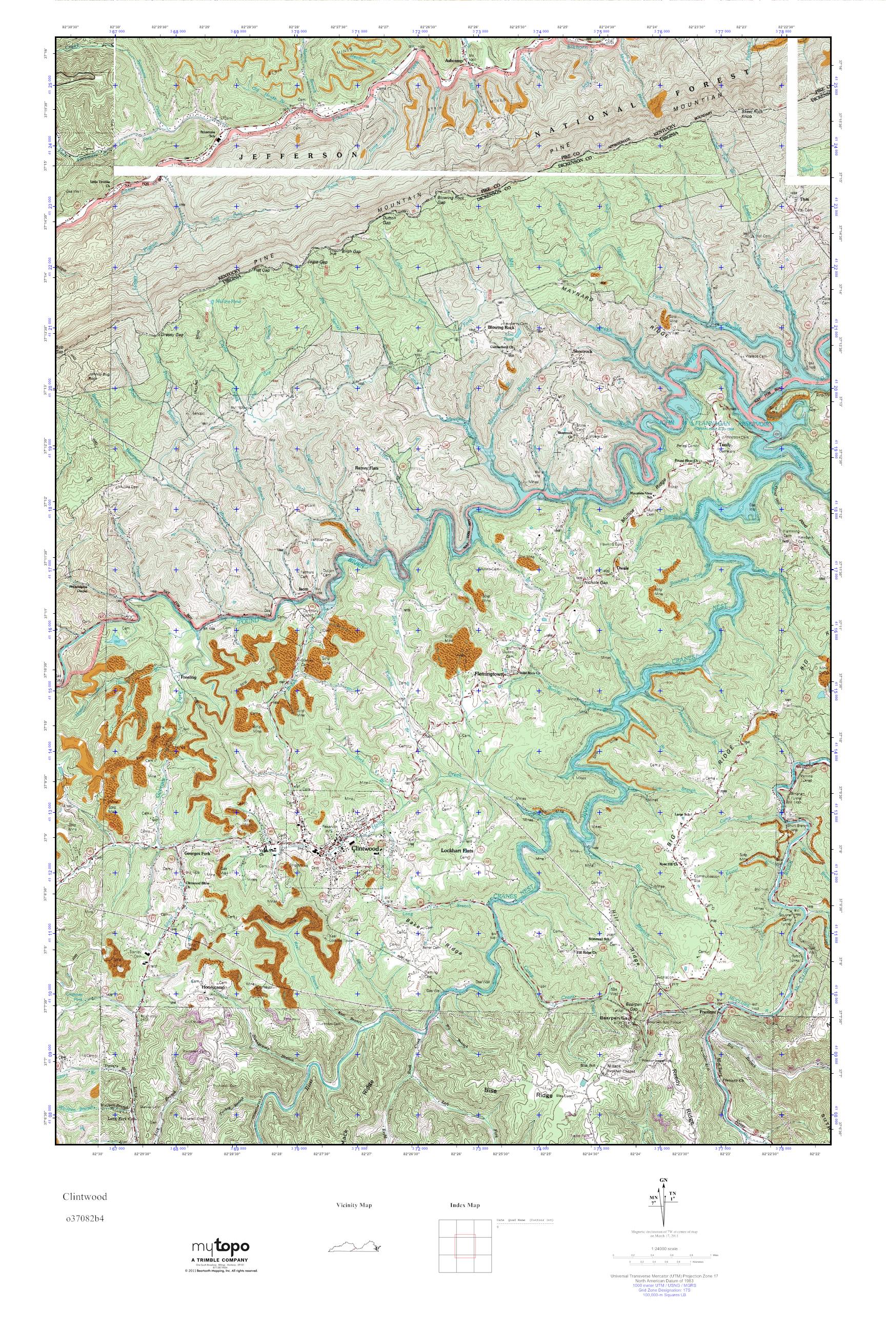 MyTopo Clintwood, Virginia USGS Quad Topo Map
