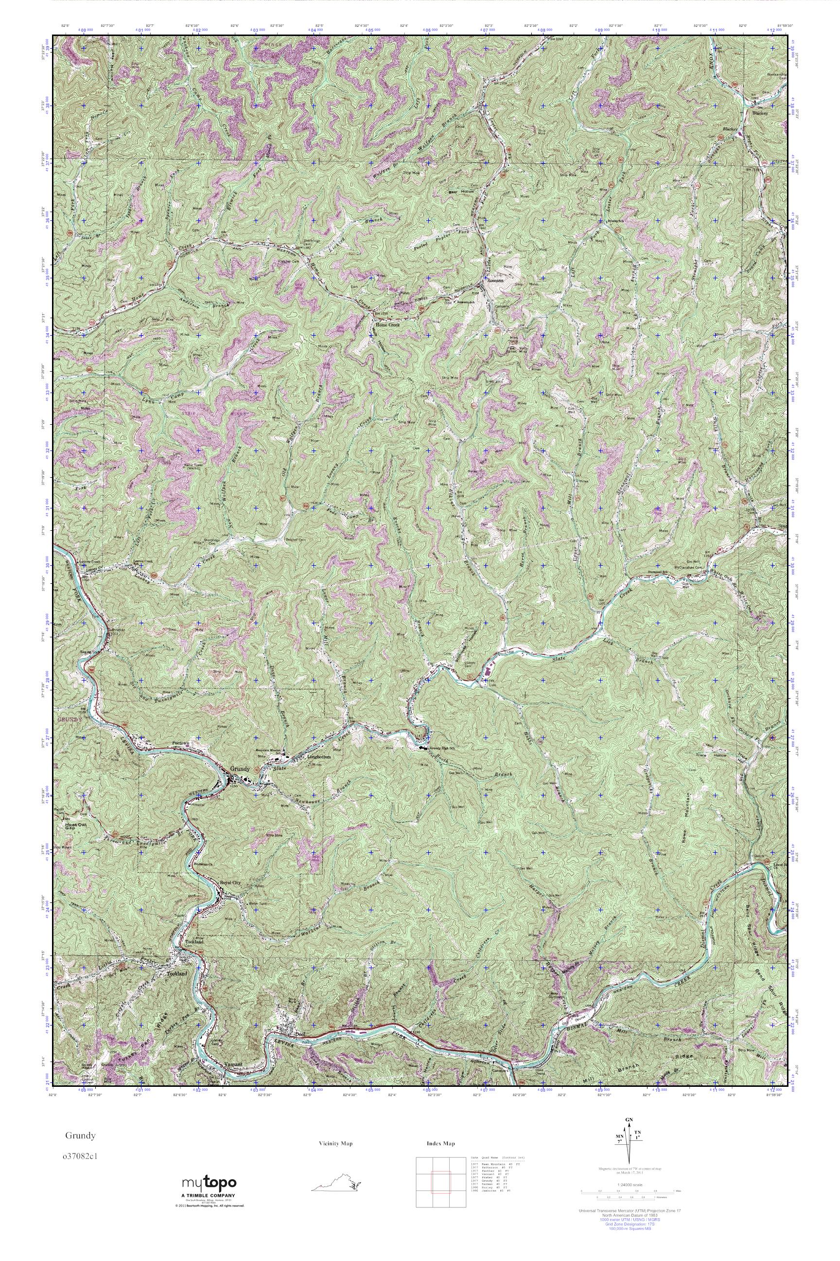 MyTopo Grundy, Virginia USGS Quad Topo Map