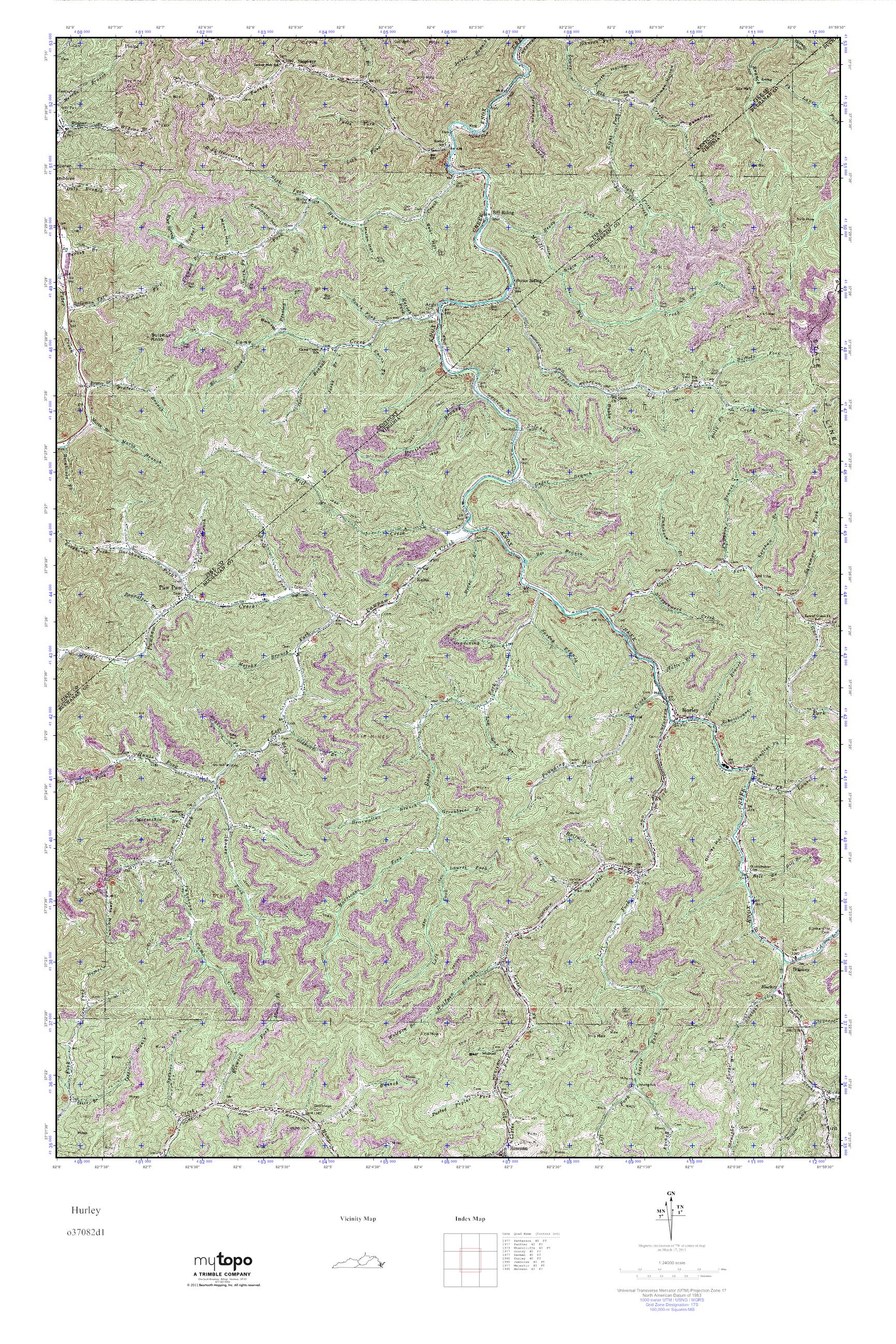 MyTopo Hurley, Virginia USGS Quad Topo Map