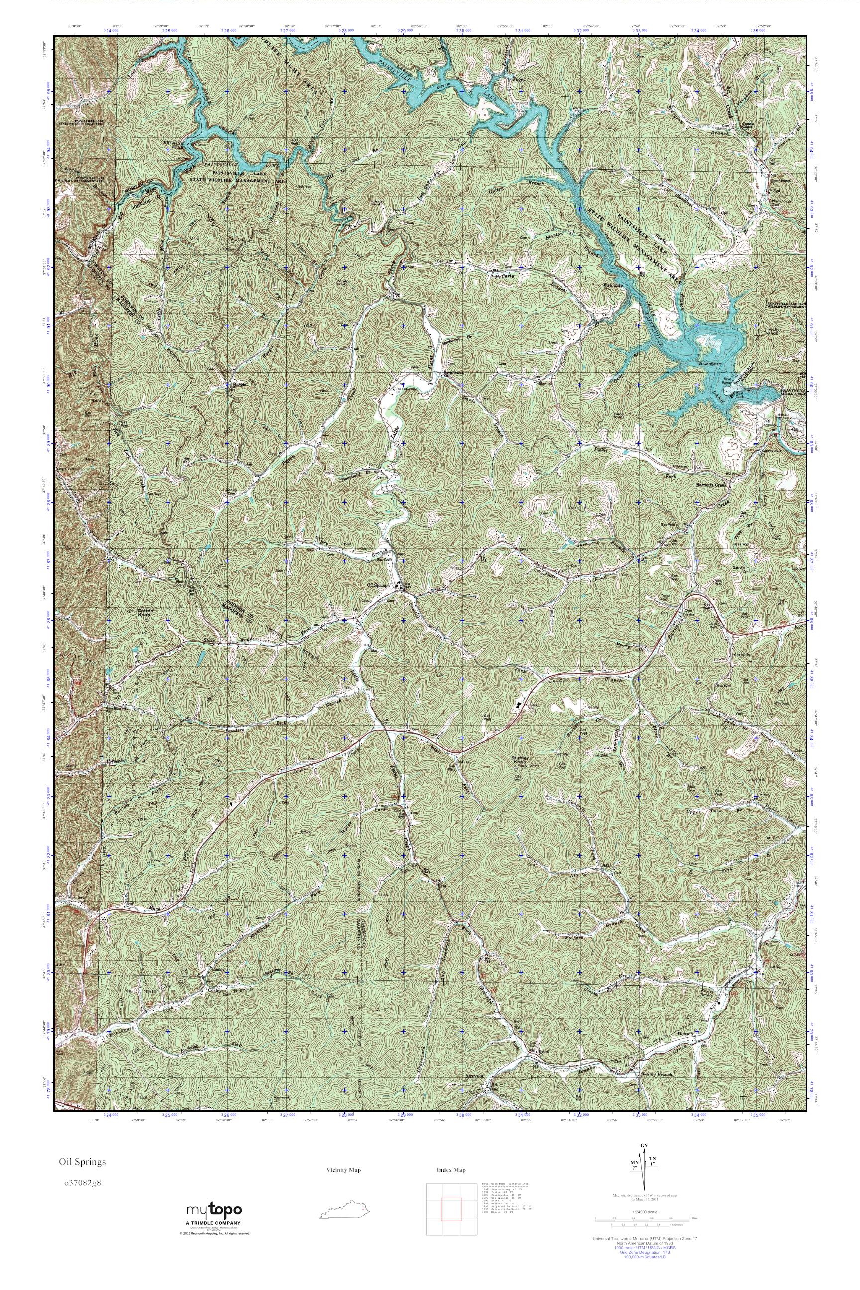 MyTopo Oil Springs, Kentucky USGS Quad Topo Map