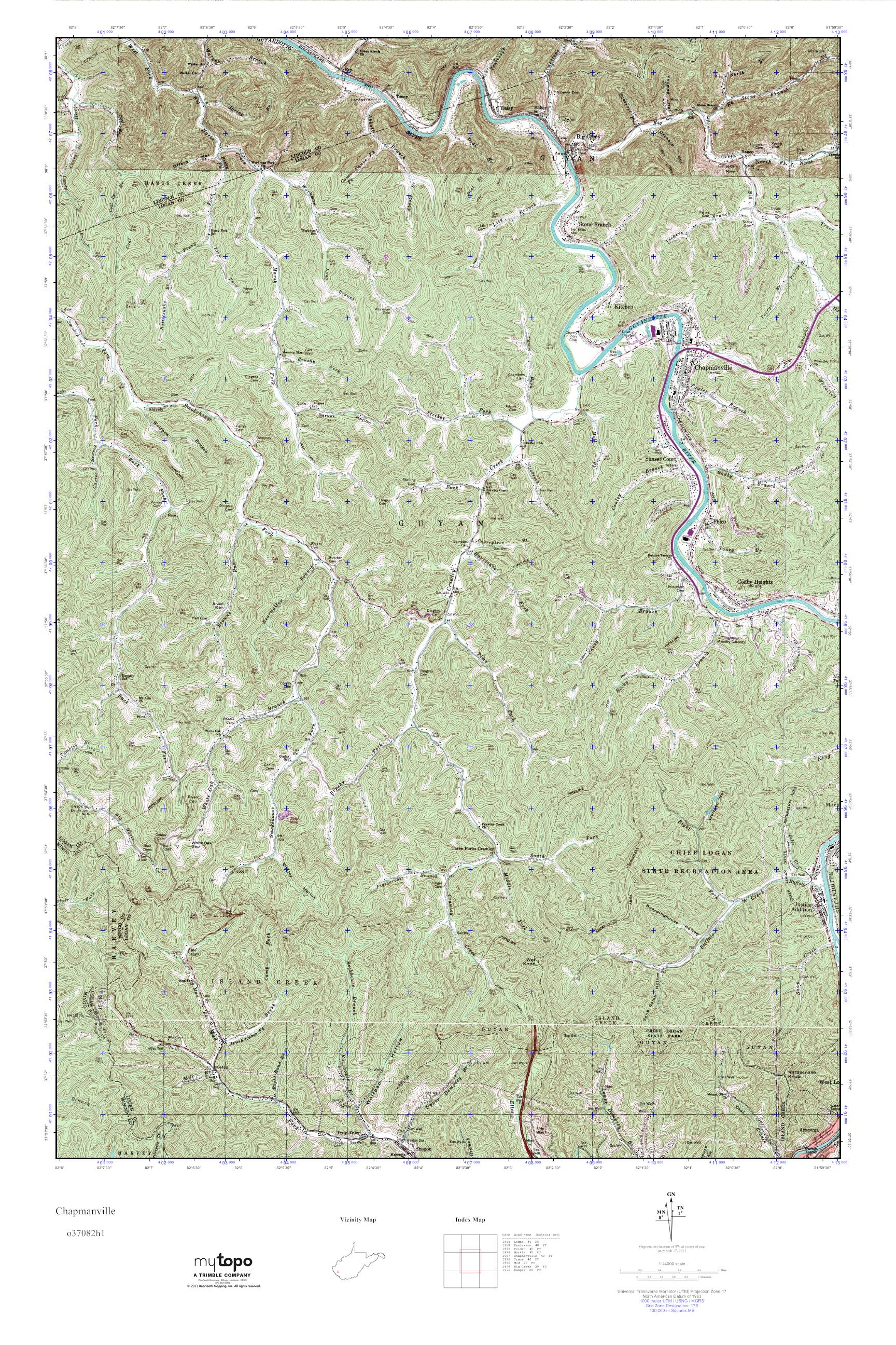 MyTopo Chapmanville, West Virginia USGS Quad Topo Map