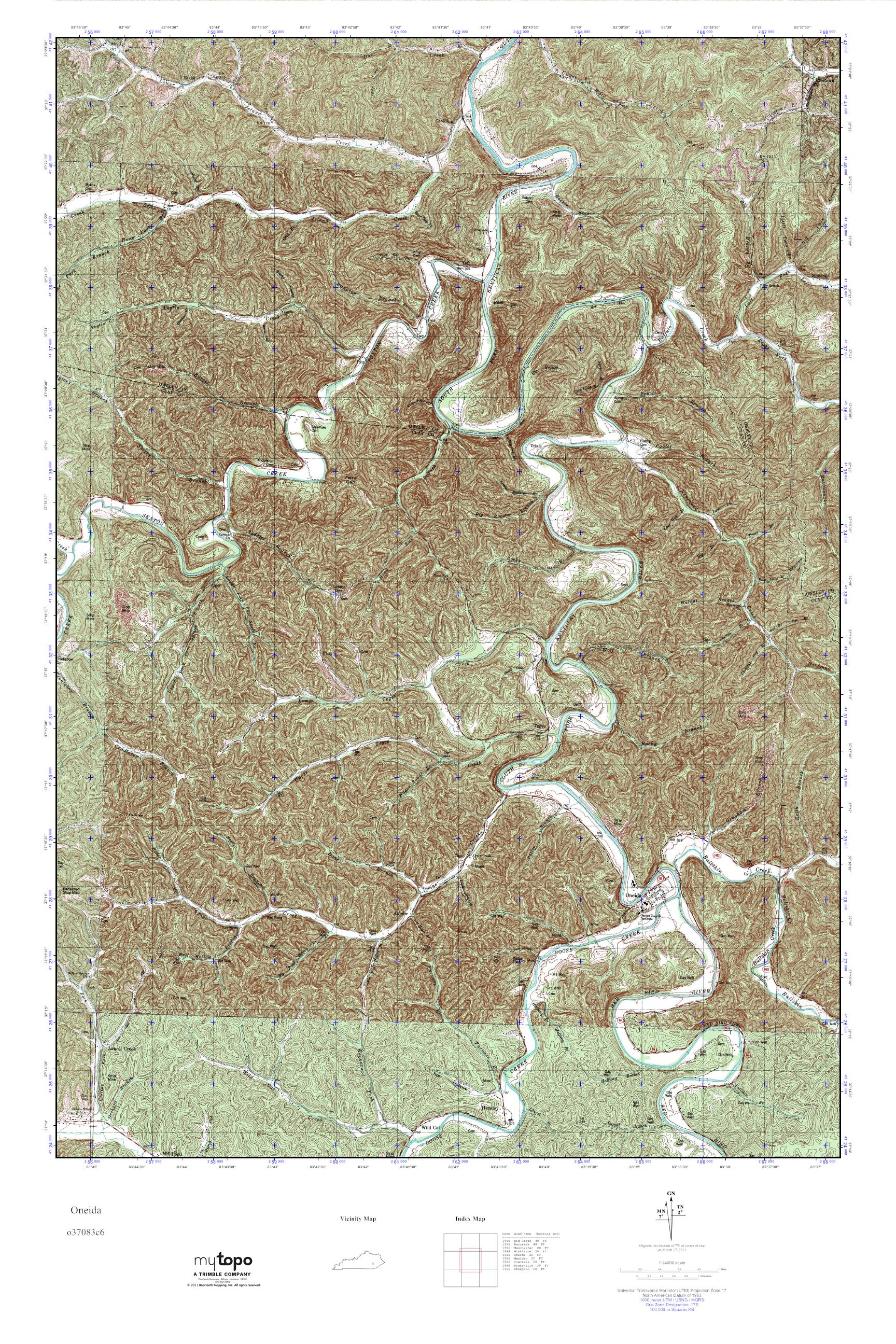 MyTopo Oneida, Kentucky USGS Quad Topo Map