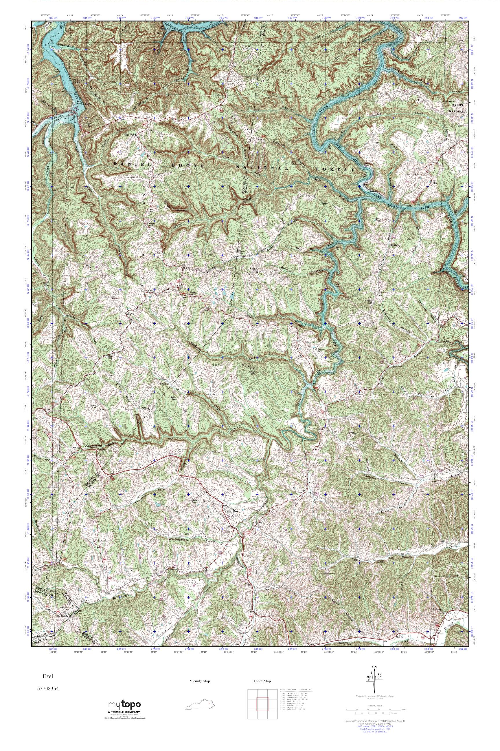 MyTopo Ezel, Kentucky USGS Quad Topo Map