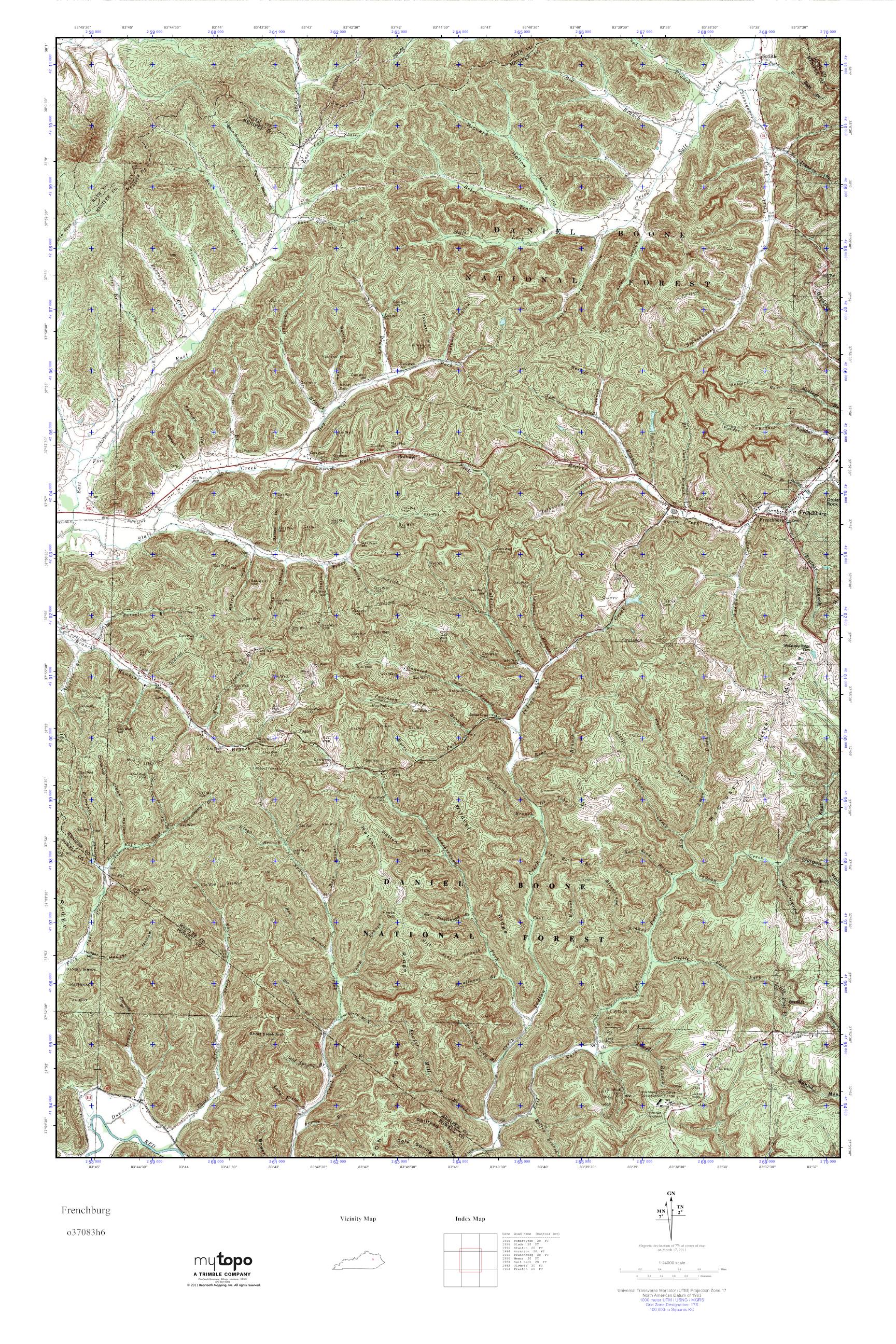 MyTopo Frenchburg, Kentucky USGS Quad Topo Map