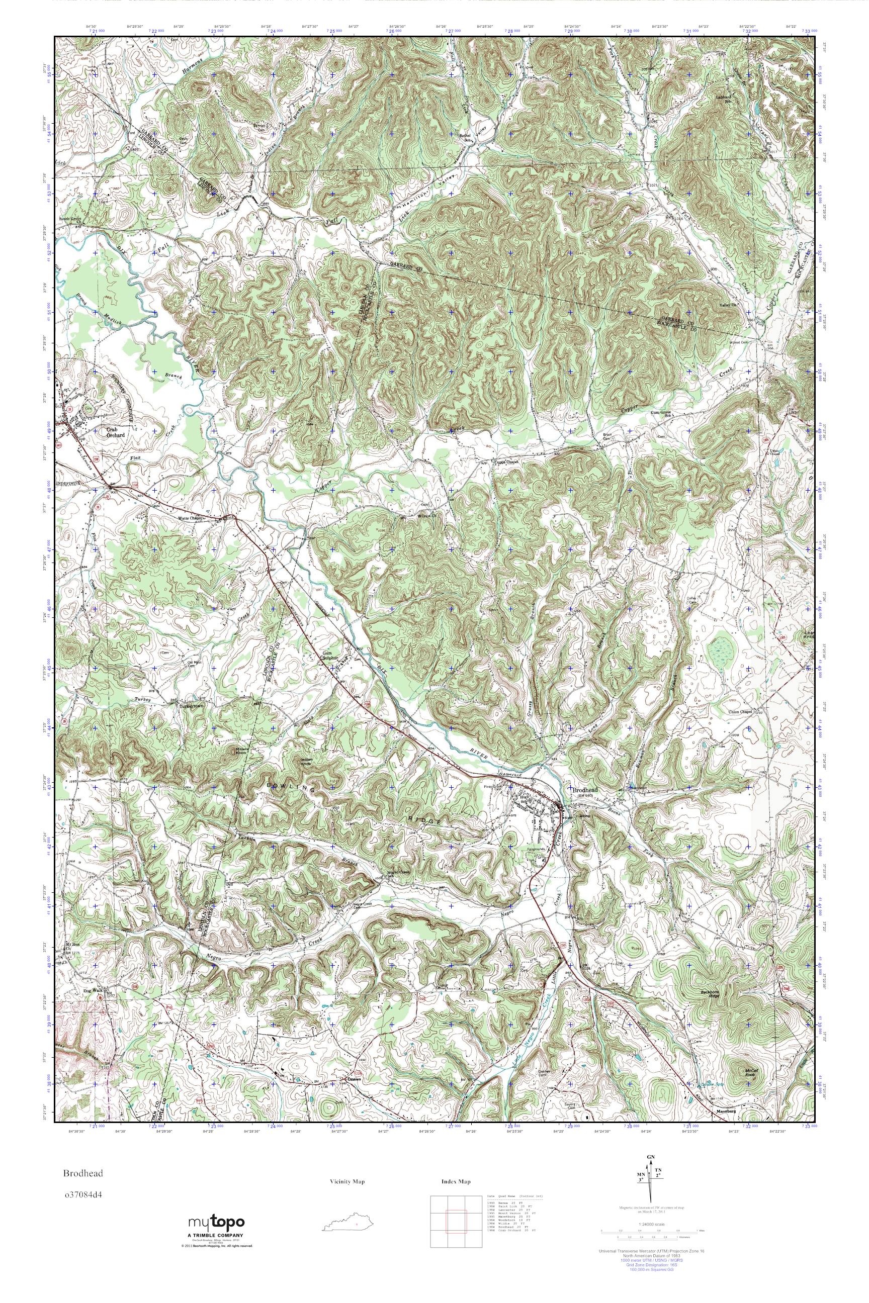 MyTopo Brodhead, Kentucky USGS Quad Topo Map