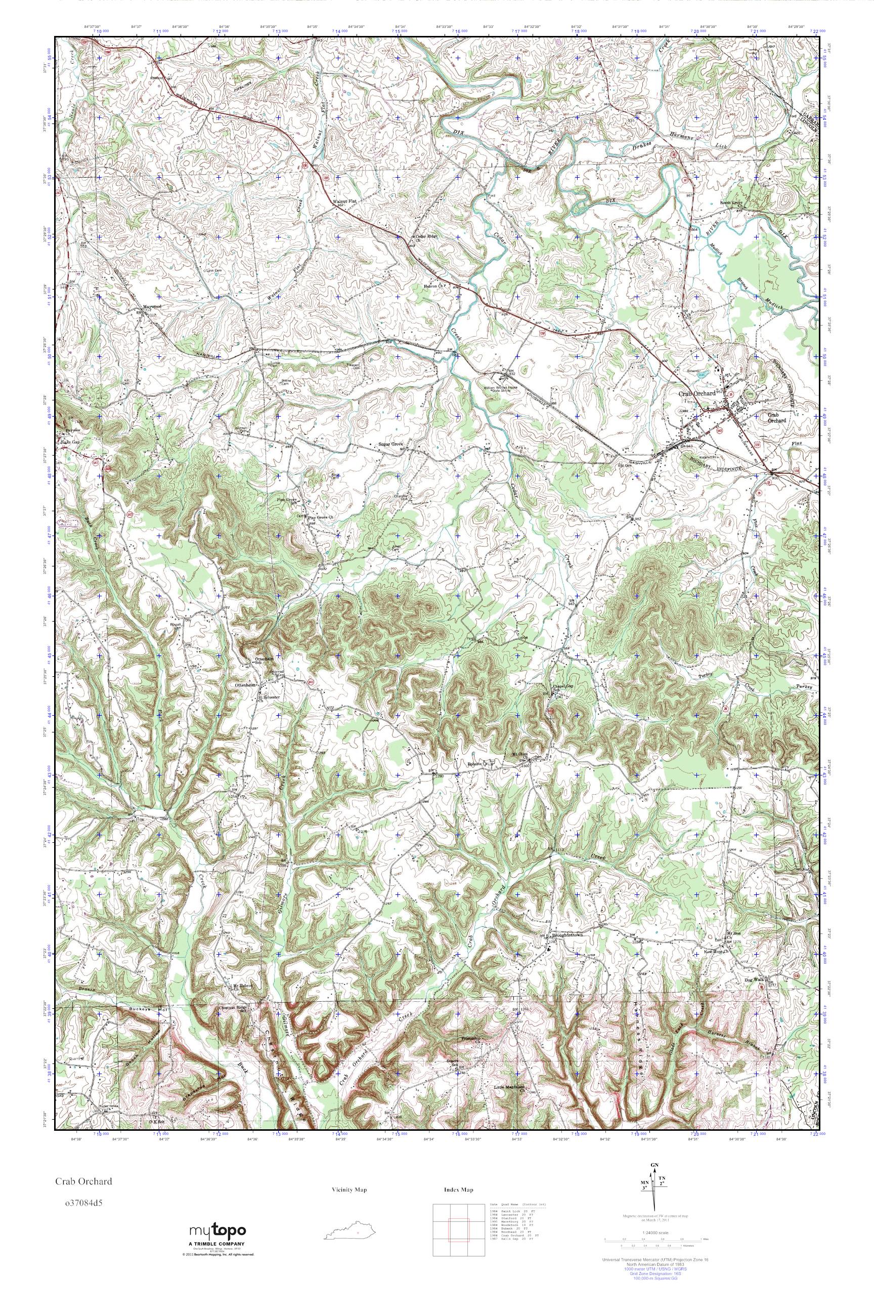 MyTopo Crab Orchard, Kentucky USGS Quad Topo Map