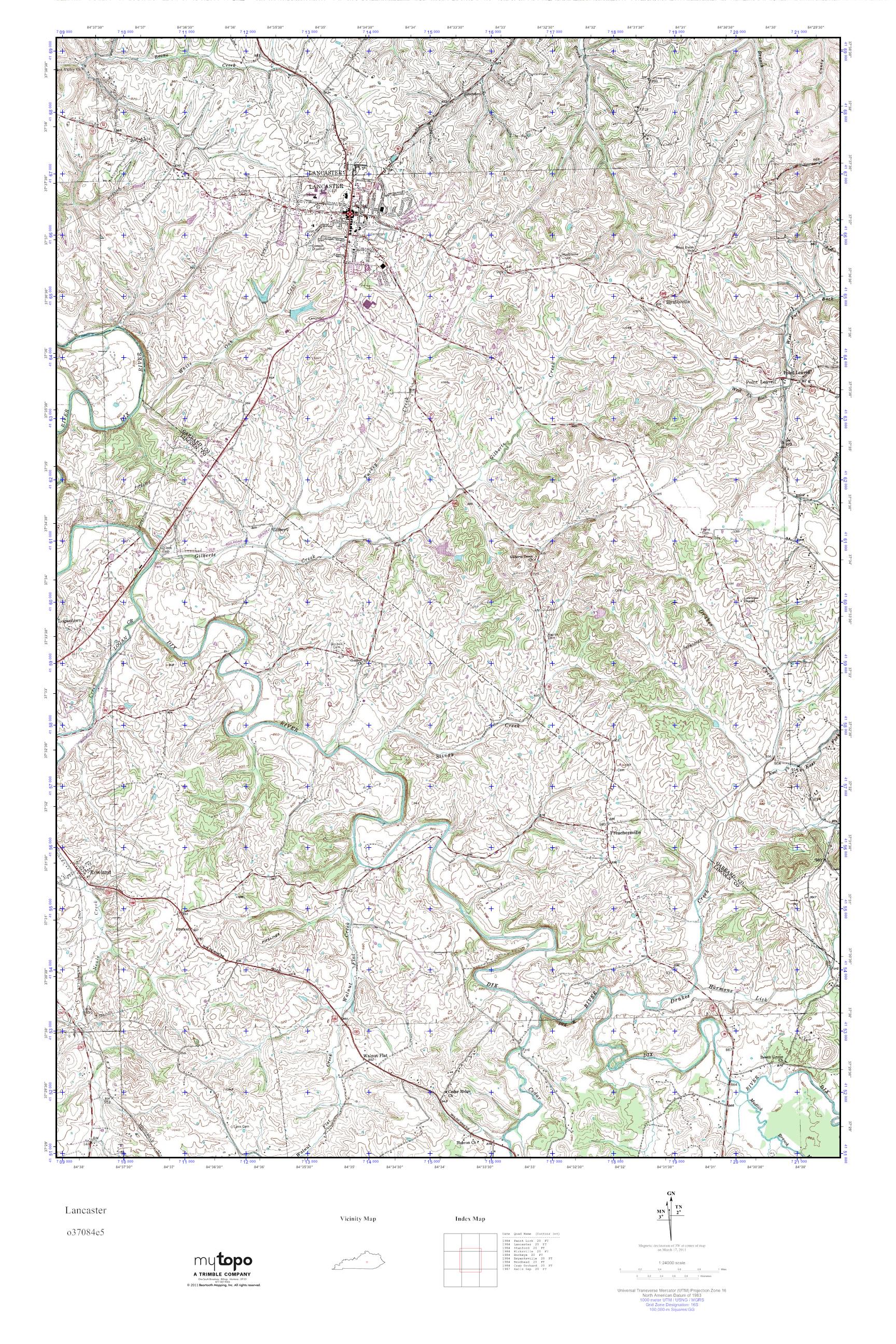 MyTopo Lancaster, Kentucky USGS Quad Topo Map