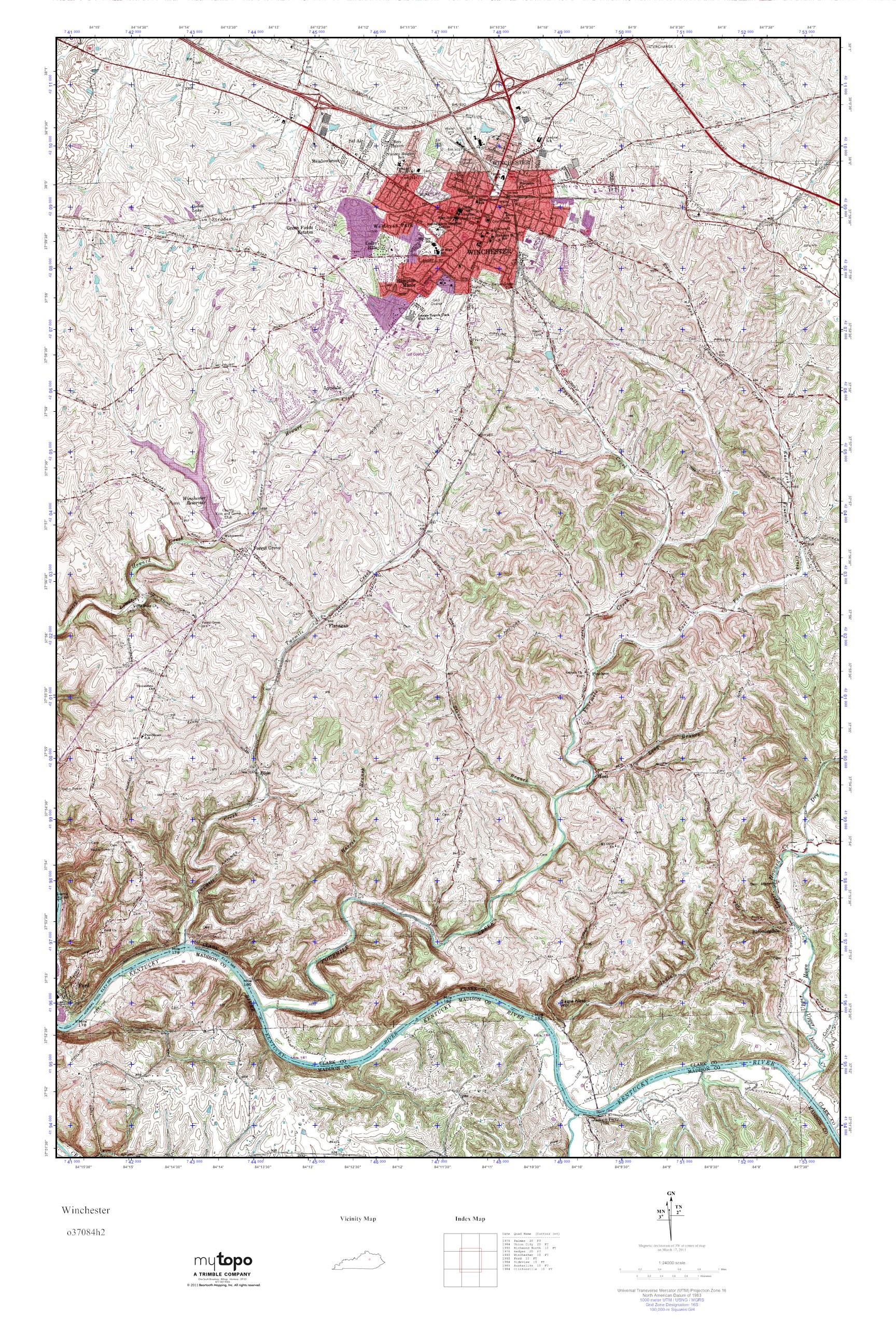 MyTopo Winchester, Kentucky USGS Quad Topo Map