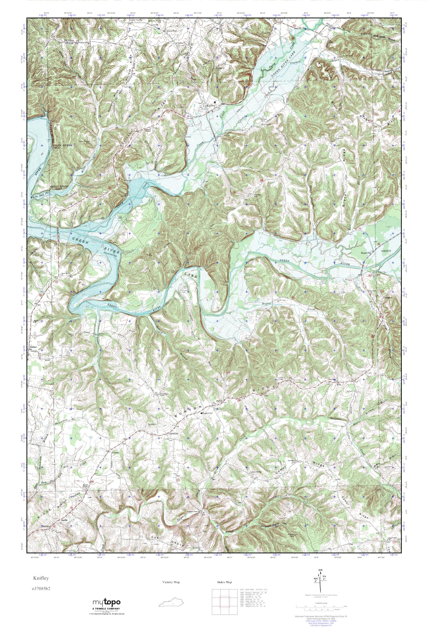 MyTopo Knifley, Kentucky USGS Quad Topo Map