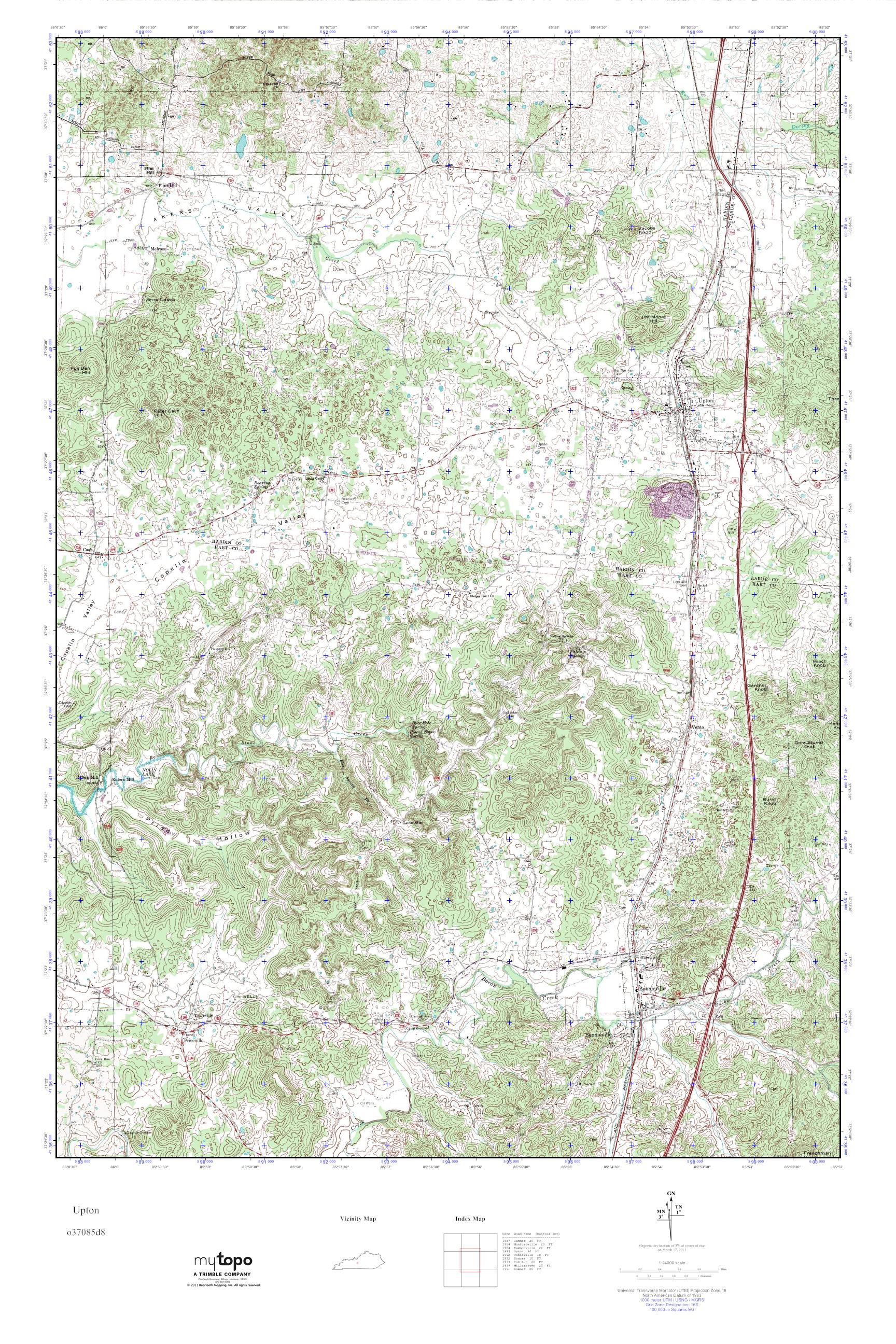 MyTopo Upton, Kentucky USGS Quad Topo Map