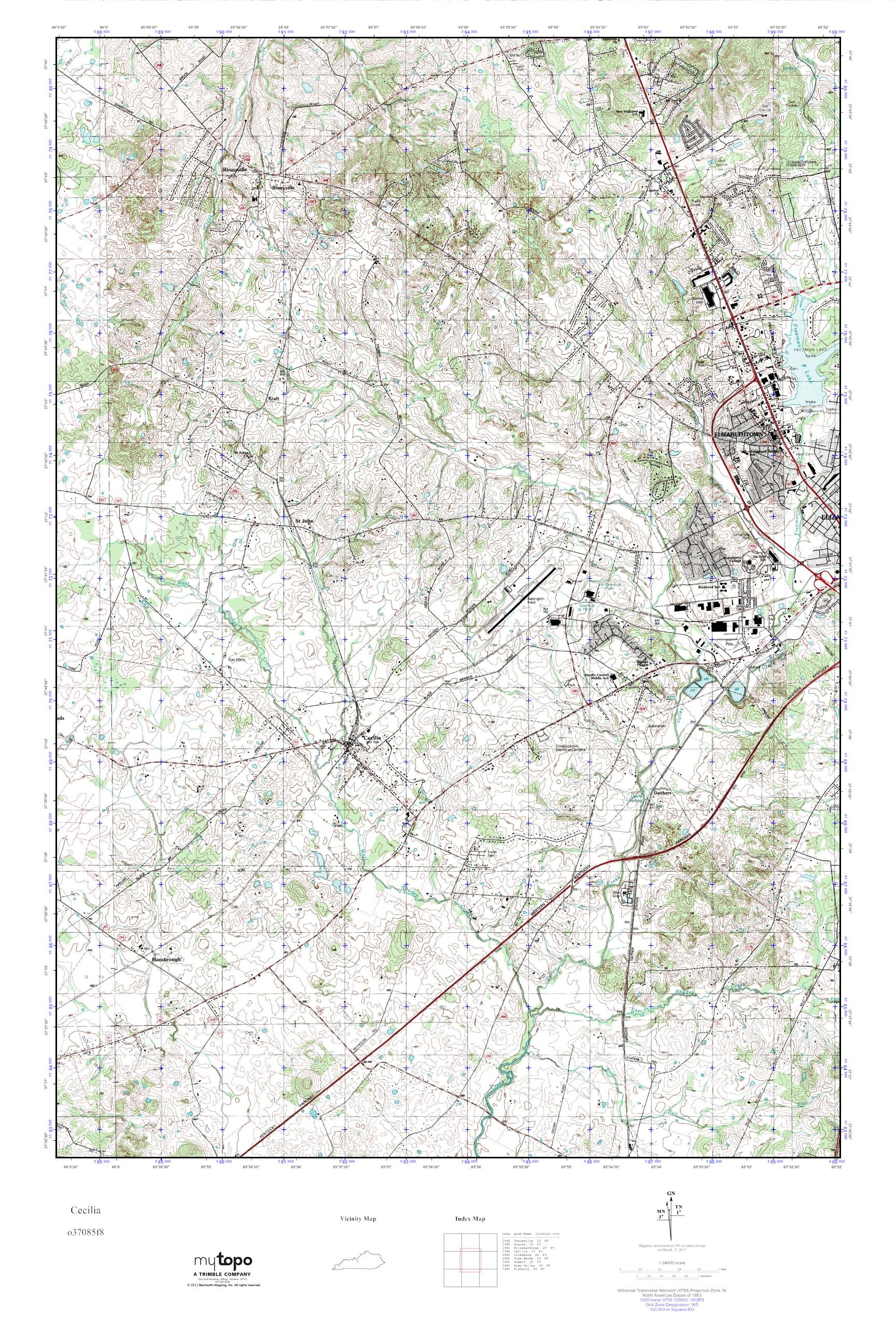 MyTopo Cecilia, Kentucky USGS Quad Topo Map