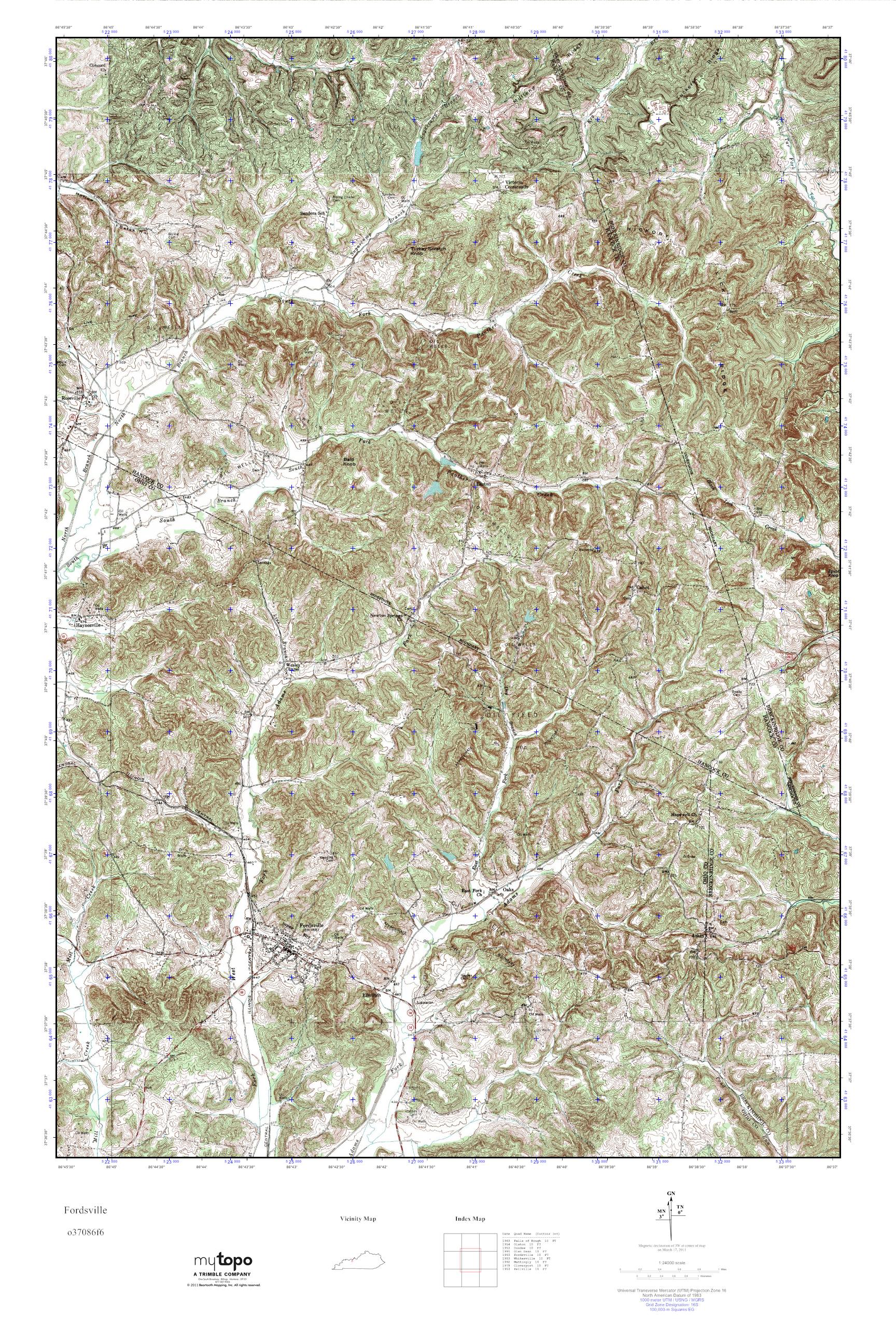 MyTopo Fordsville, Kentucky USGS Quad Topo Map