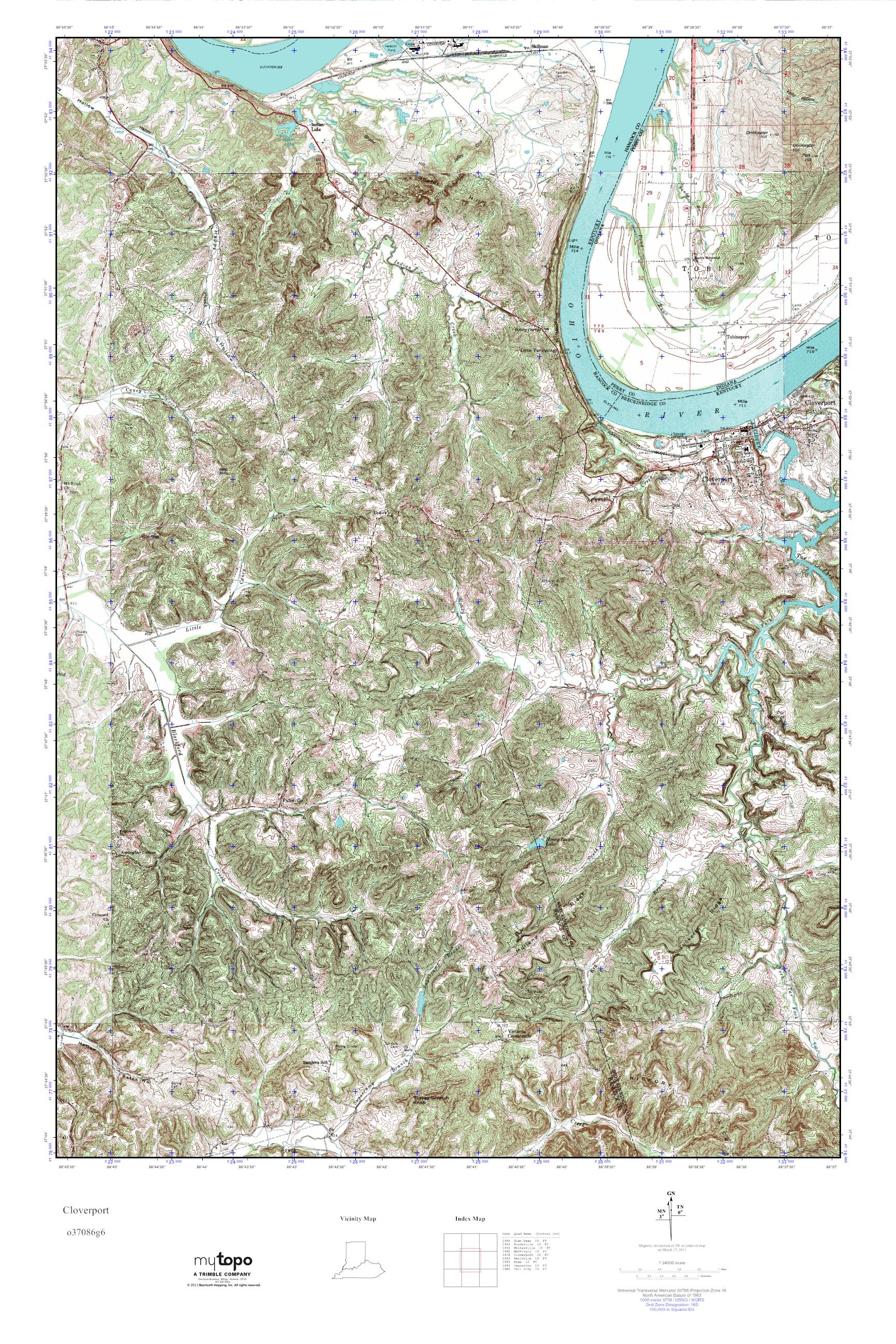 MyTopo Cloverport, Kentucky USGS Quad Topo Map